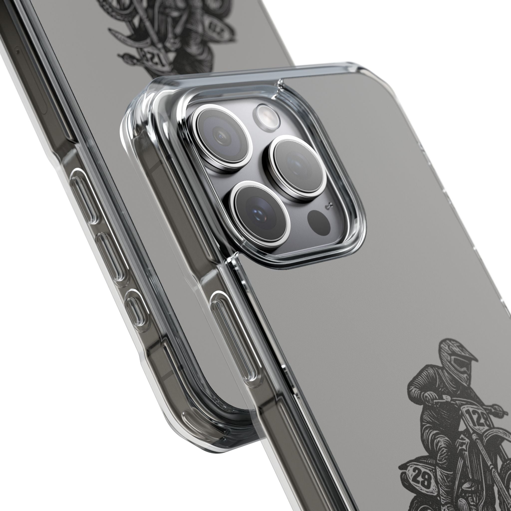 Dirt Bike Cornering Phone Case — Magnetic Clear Impact Case