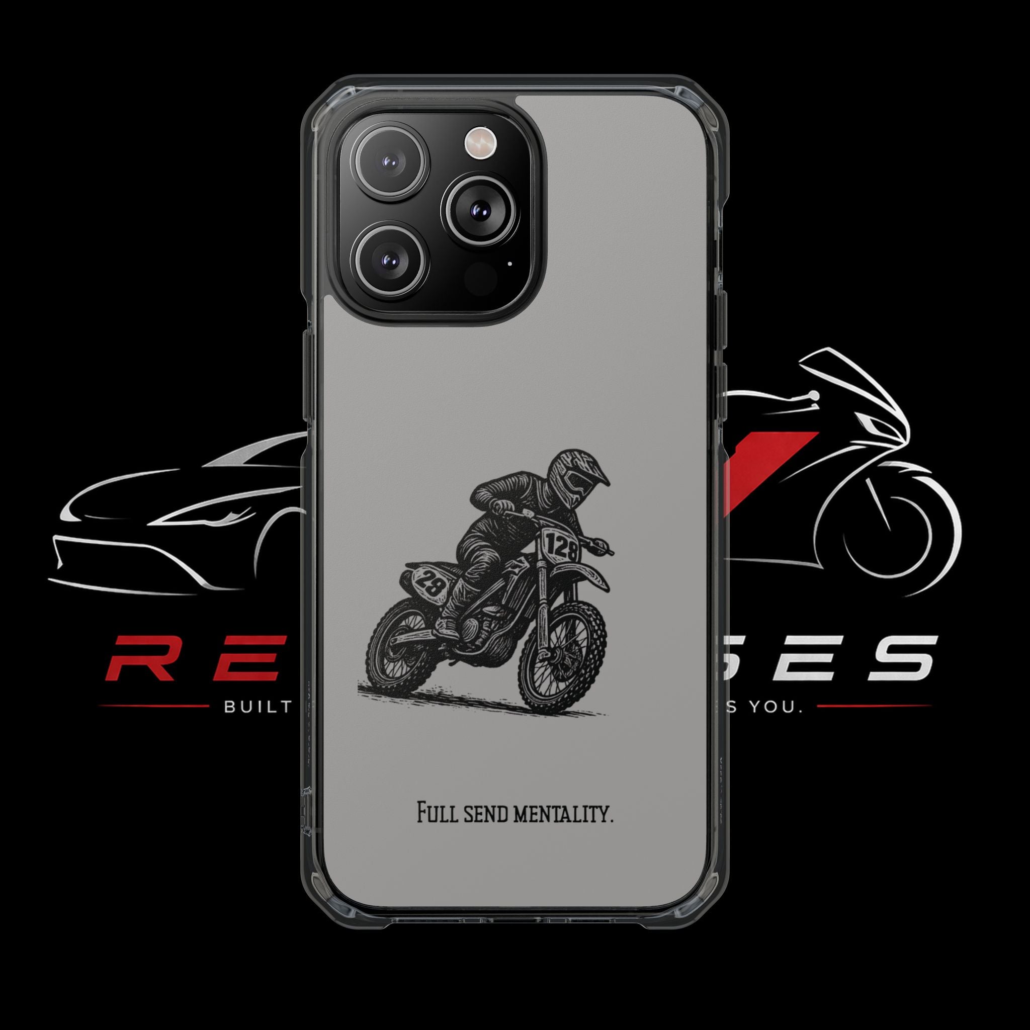 Dirt Bike Cornering Phone Case — Magnetic Clear Impact Case