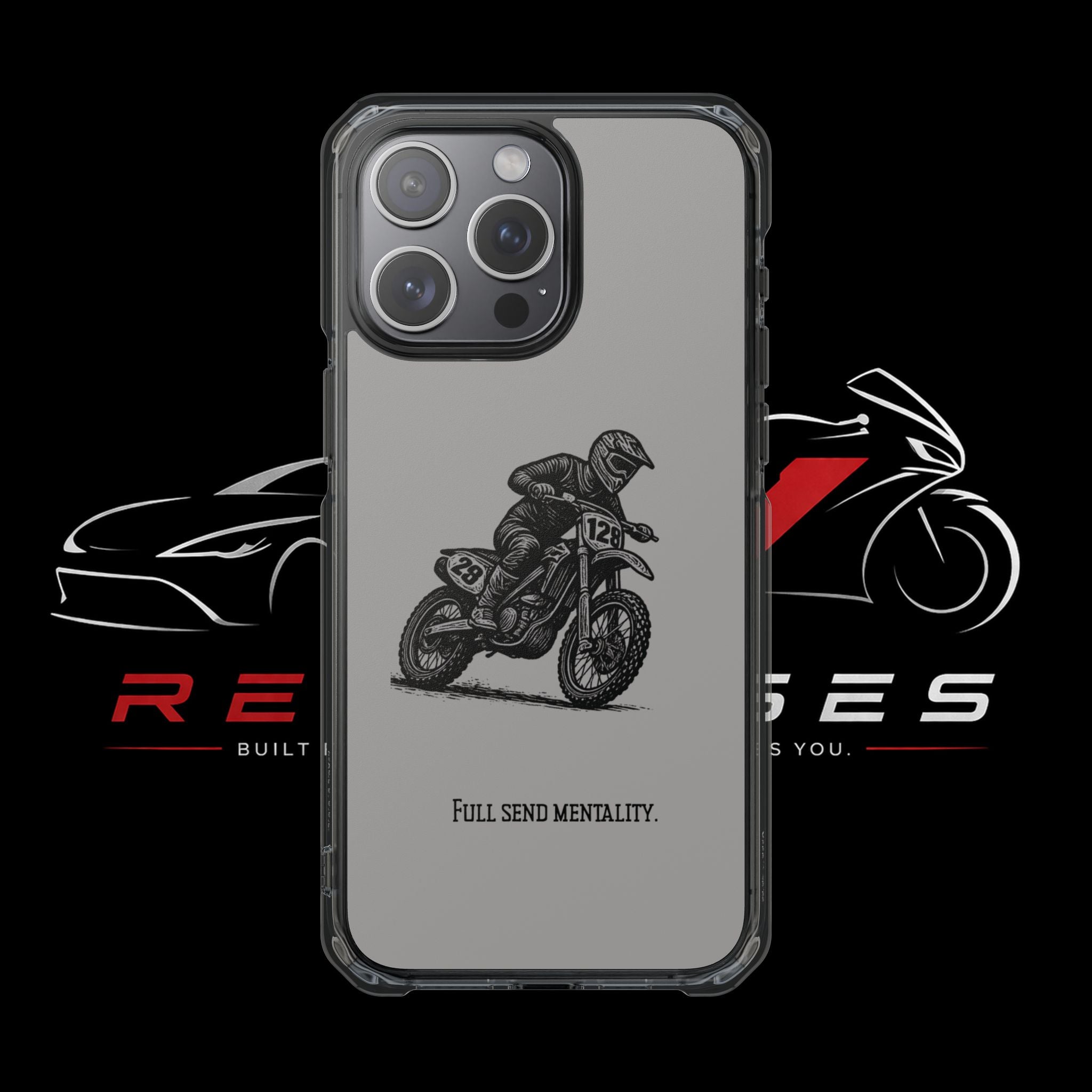 Dirt Bike Cornering Phone Case — Magnetic Clear Impact Case