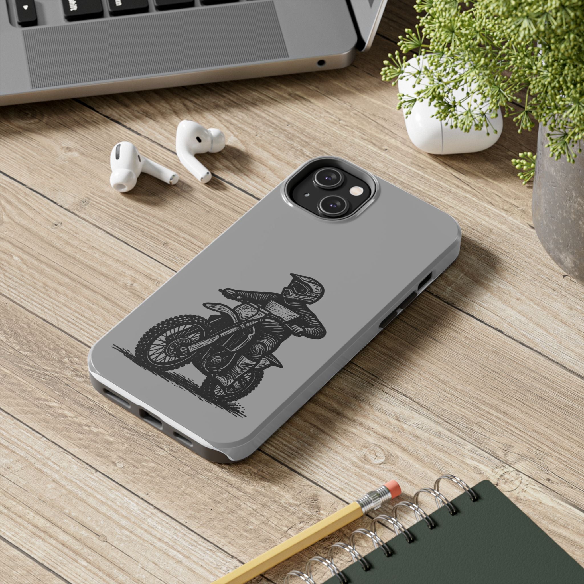 Grey Dirtbike Tough Phone Case