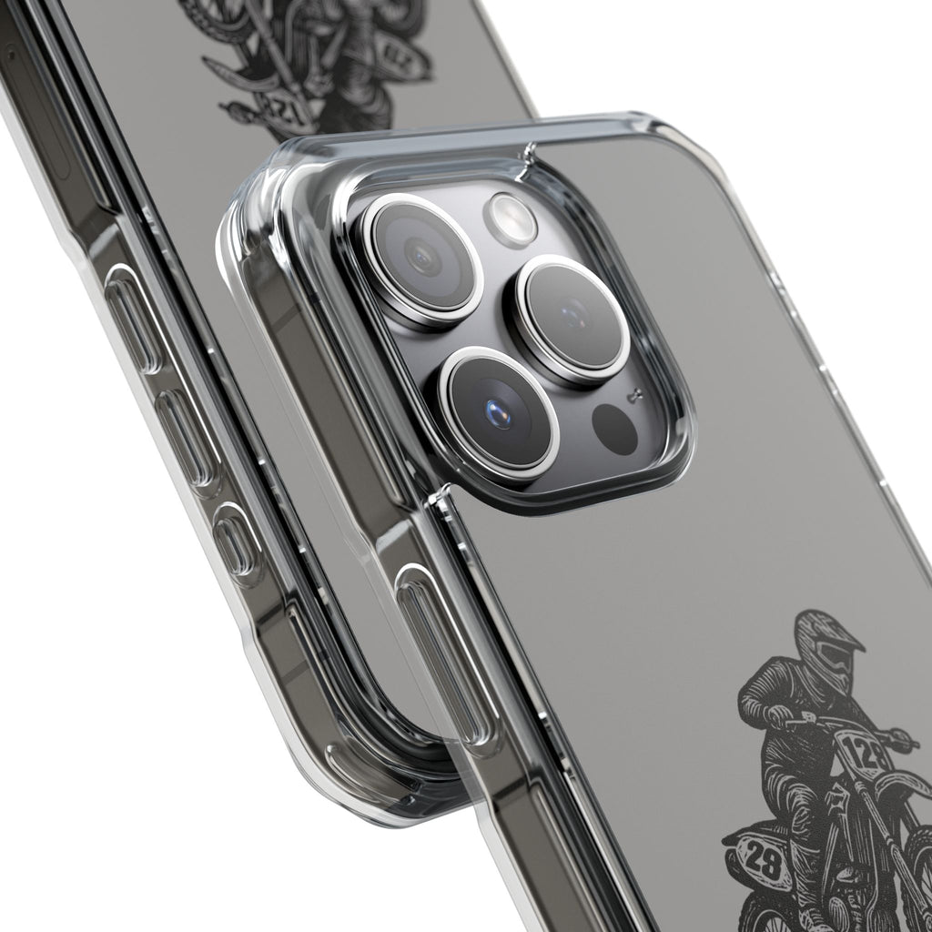 Dirt Bike Cornering Phone Case — Magnetic Clear Impact Case