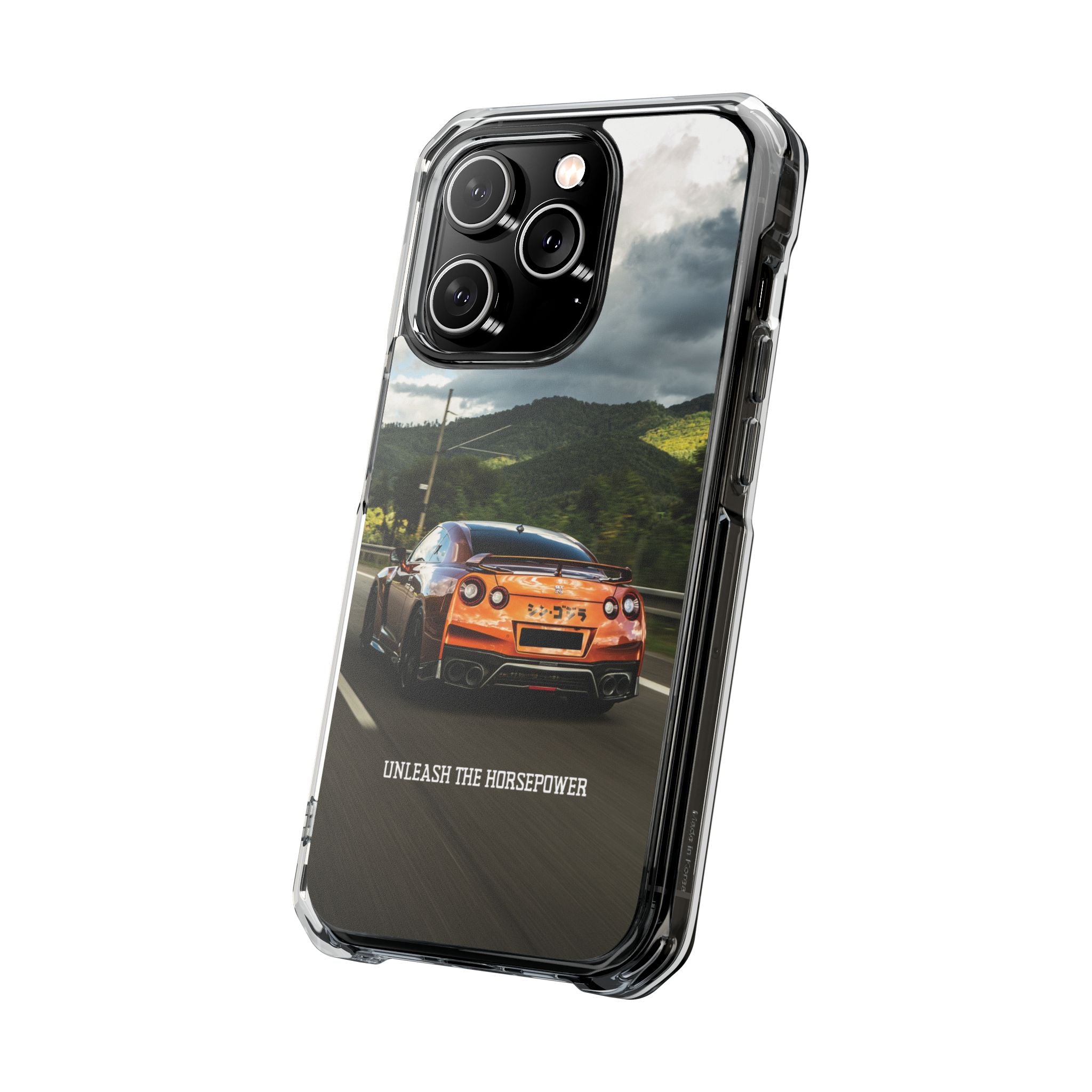 Racing Vibes Clear Magnetic Phone Case — Fast Car Design