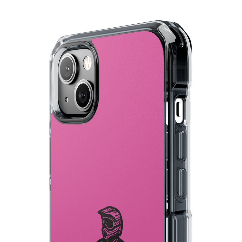 Linocut Dirt Bike Phone Case — Magnetic Clear Impact Case