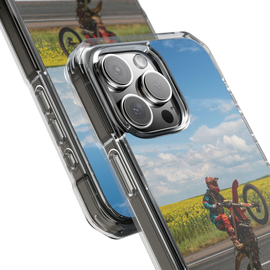 Dirt Bike Wheelie Phone Case — Magnetic Clear Impact Case