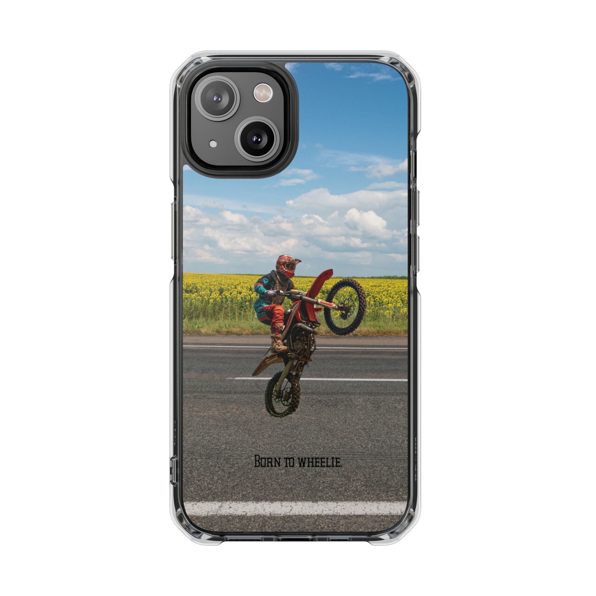 Dirt Bike Wheelie Phone Case — Magnetic Clear Impact Case