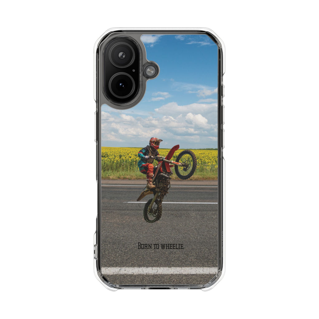 Dirt Bike Wheelie Phone Case — Magnetic Clear Impact Case