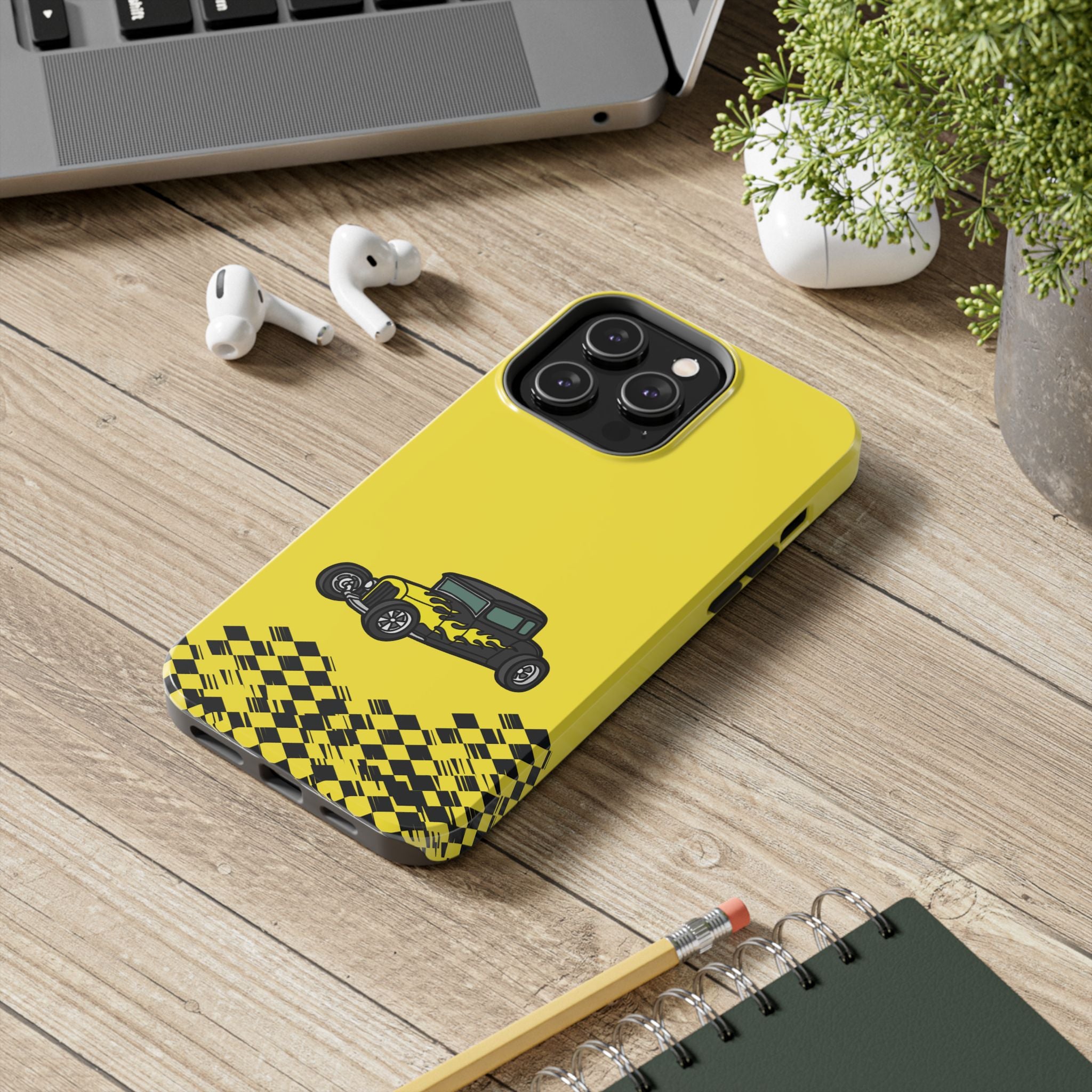 Yellow Classic Car Phone Case — Retro Vintage Auto Protective Cover