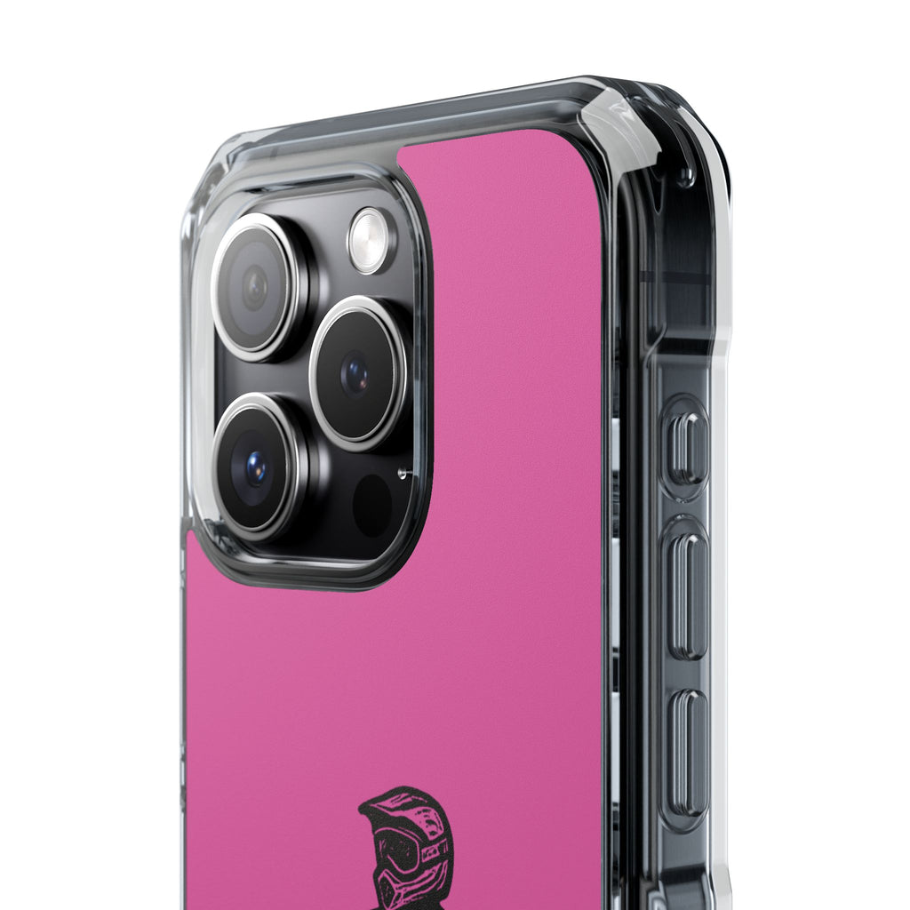 Linocut Dirt Bike Phone Case — Magnetic Clear Impact Case