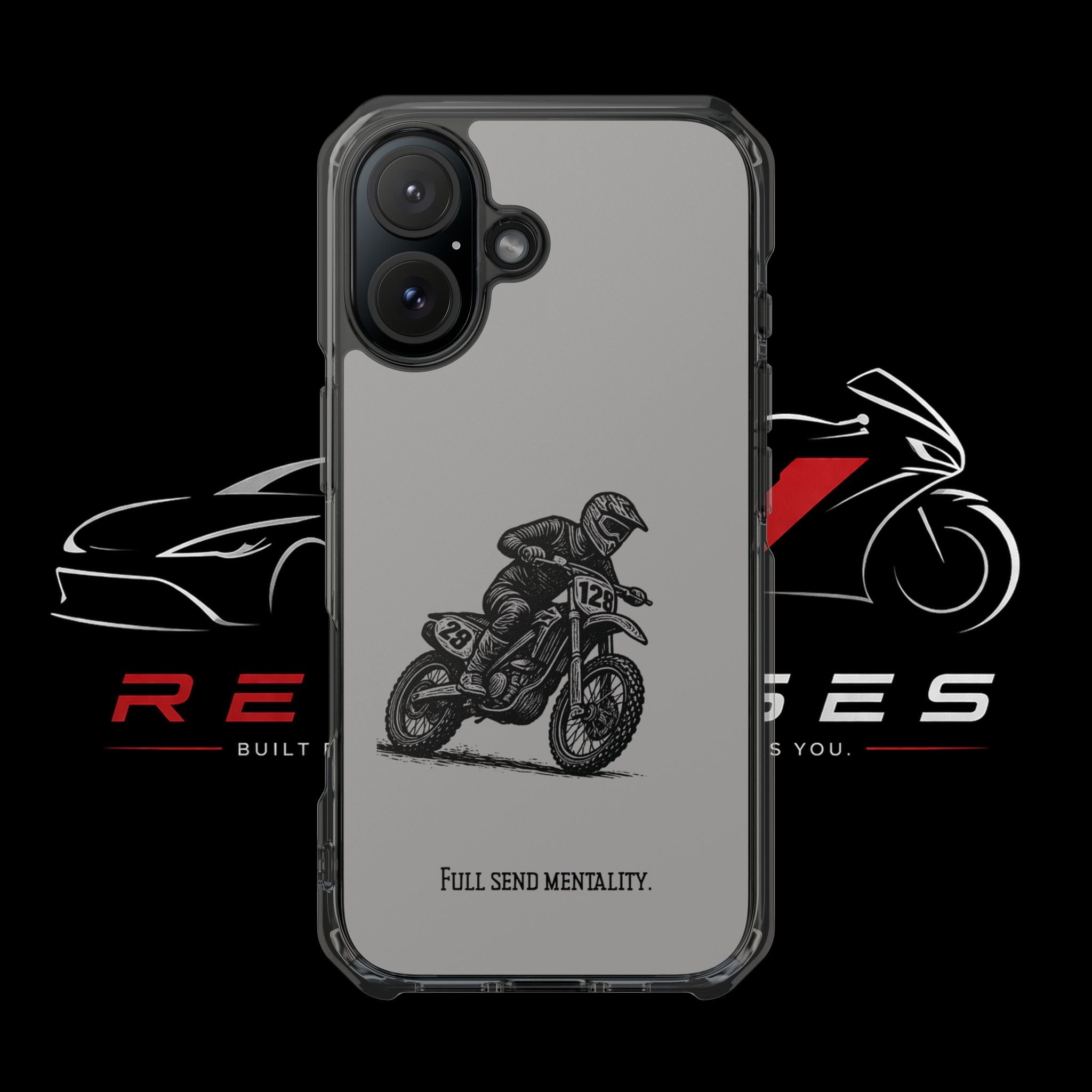 Dirt Bike Cornering Phone Case — Magnetic Clear Impact Case