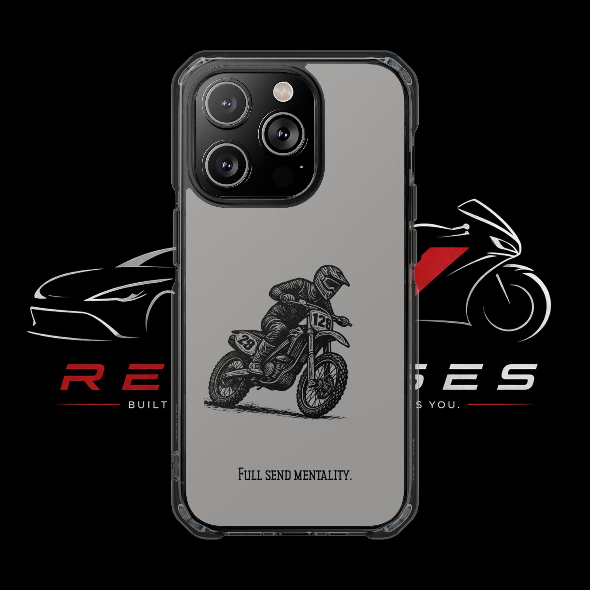 Dirt Bike Cornering Phone Case — Magnetic Clear Impact Case