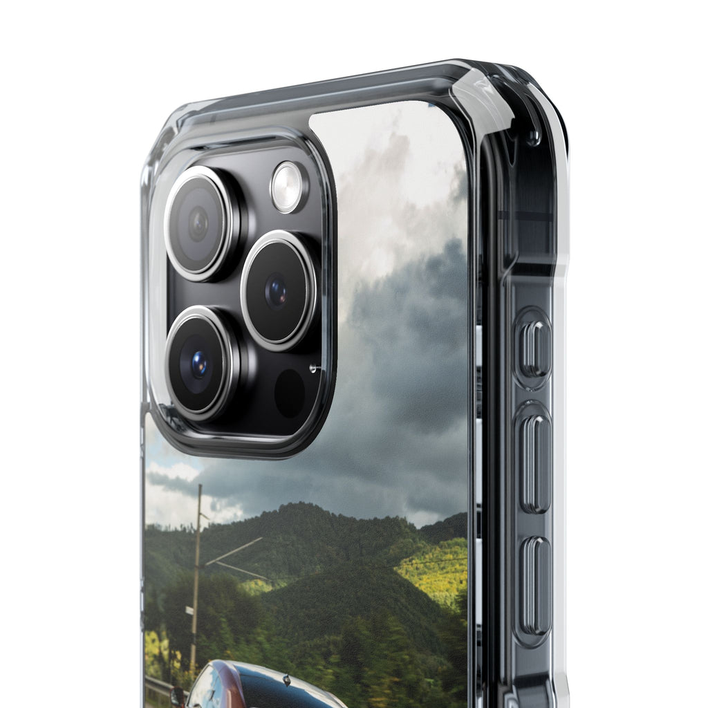 Racing Vibes Clear Magnetic Phone Case — Fast Car Design