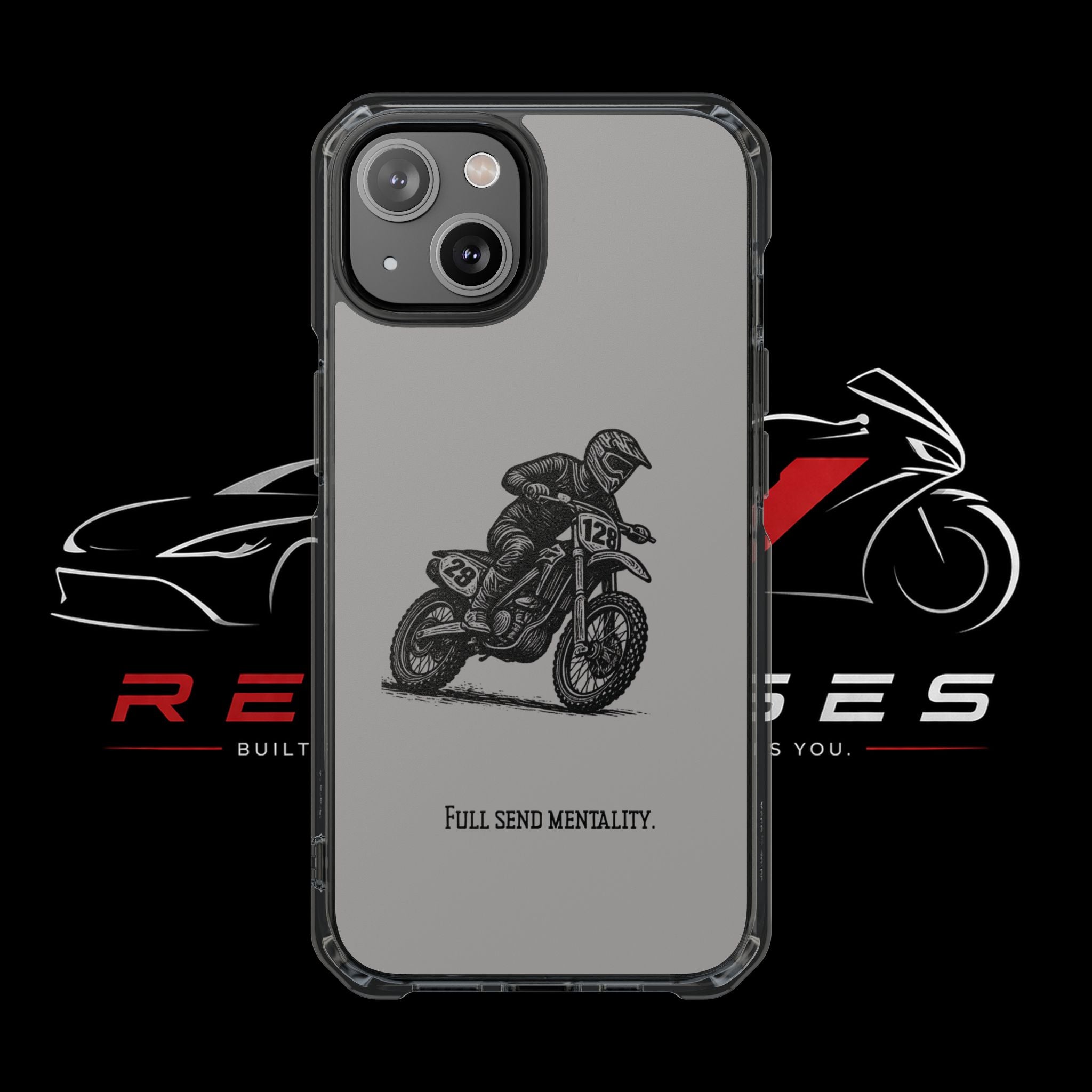 Dirt Bike Cornering Phone Case — Magnetic Clear Impact Case