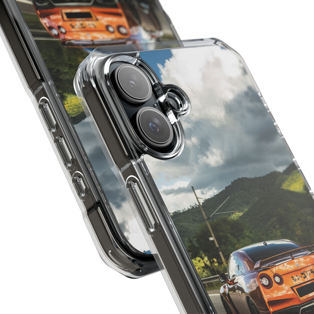 Racing Vibes Clear Magnetic Phone Case — Fast Car Design
