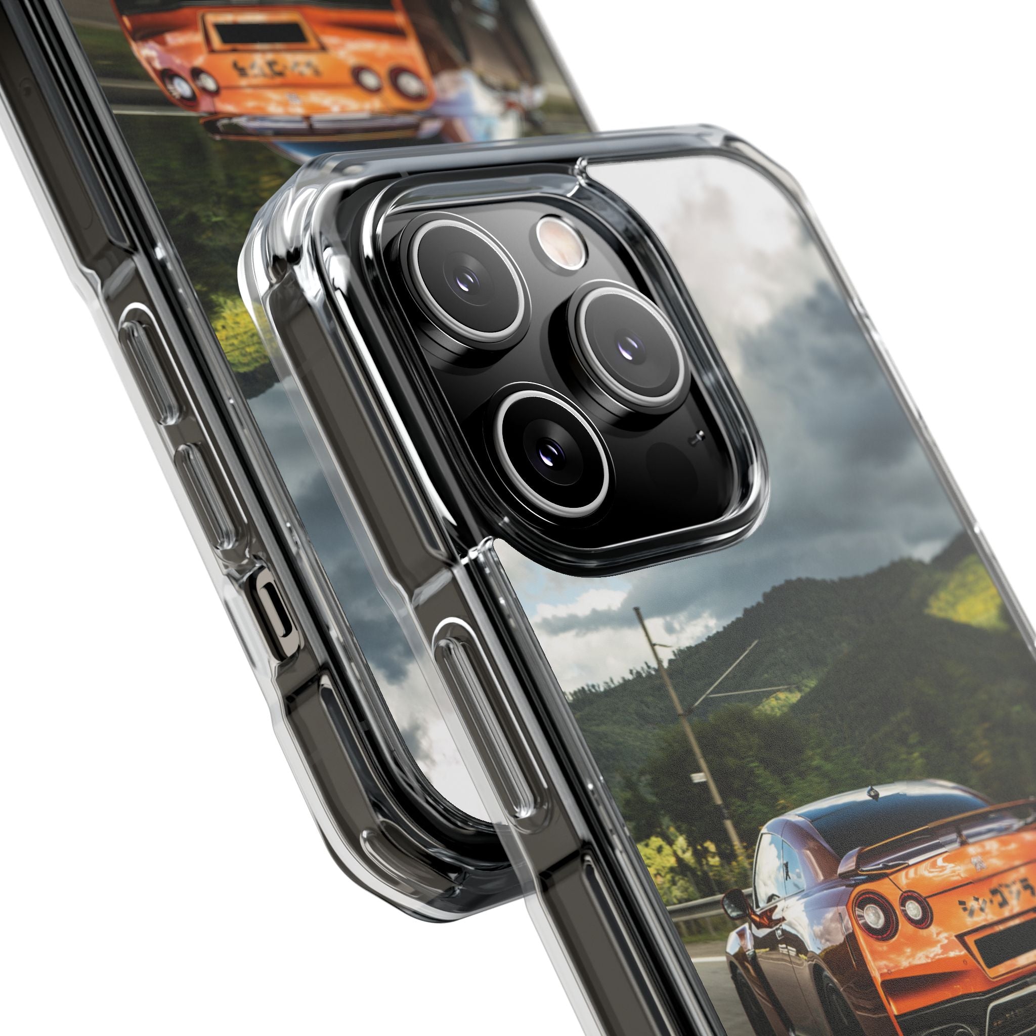 Racing Vibes Clear Magnetic Phone Case — Fast Car Design
