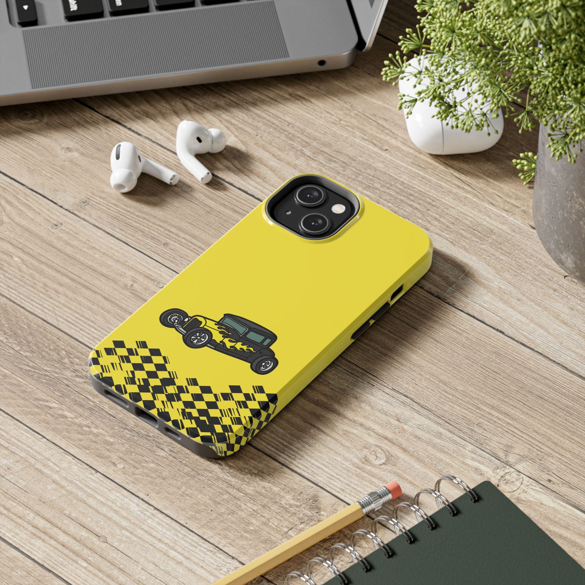 Yellow Classic Car Phone Case — Retro Vintage Auto Protective Cover