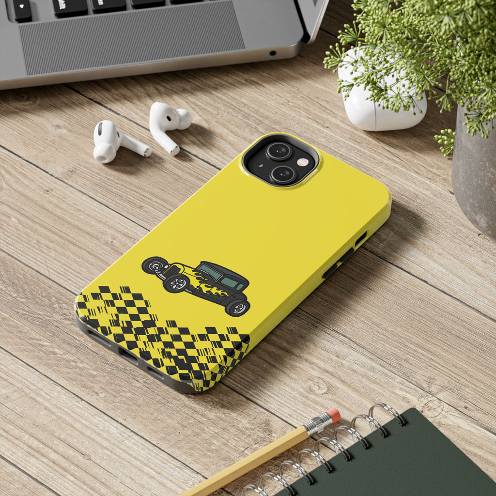 Yellow Classic Car Phone Case — Retro Vintage Auto Protective Cover
