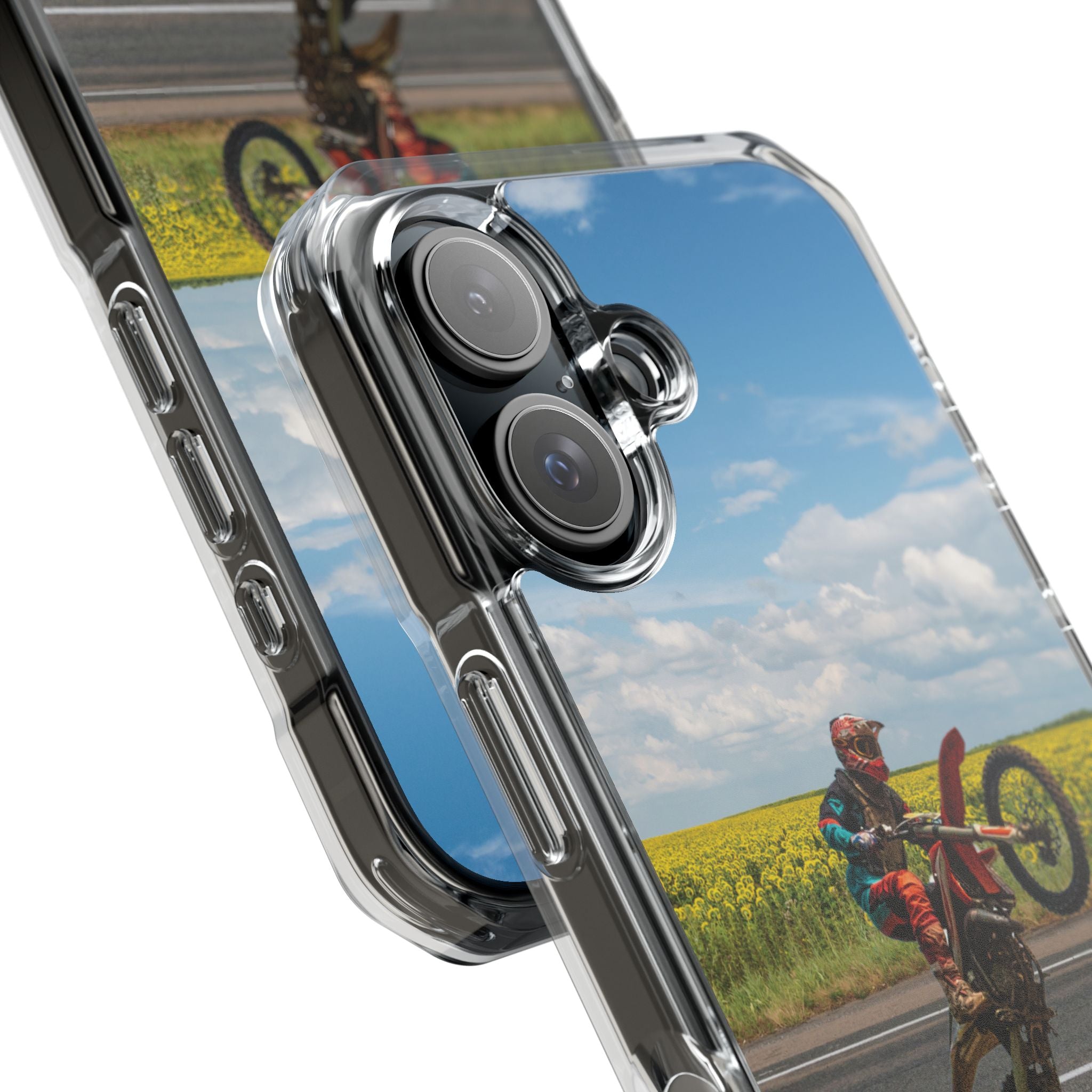 Dirt Bike Wheelie Phone Case — Magnetic Clear Impact Case