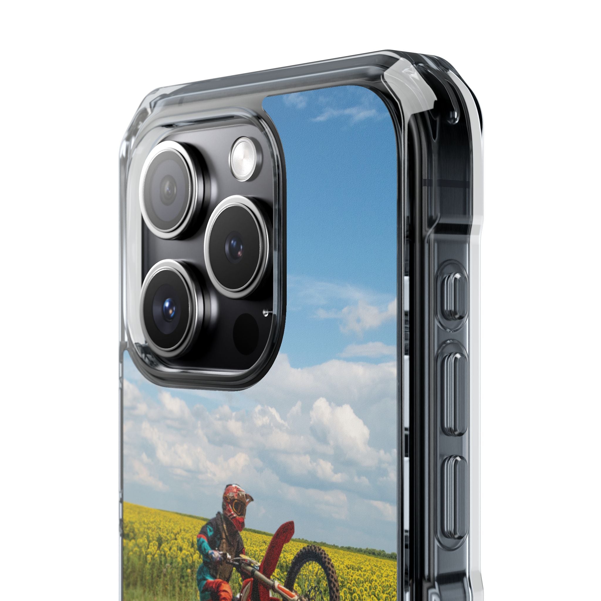 Dirt Bike Wheelie Phone Case — Magnetic Clear Impact Case