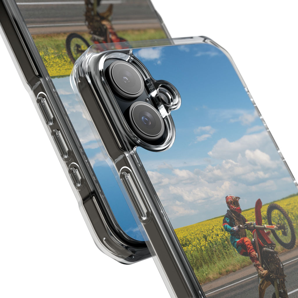 Dirt Bike Wheelie Phone Case — Magnetic Clear Impact Case