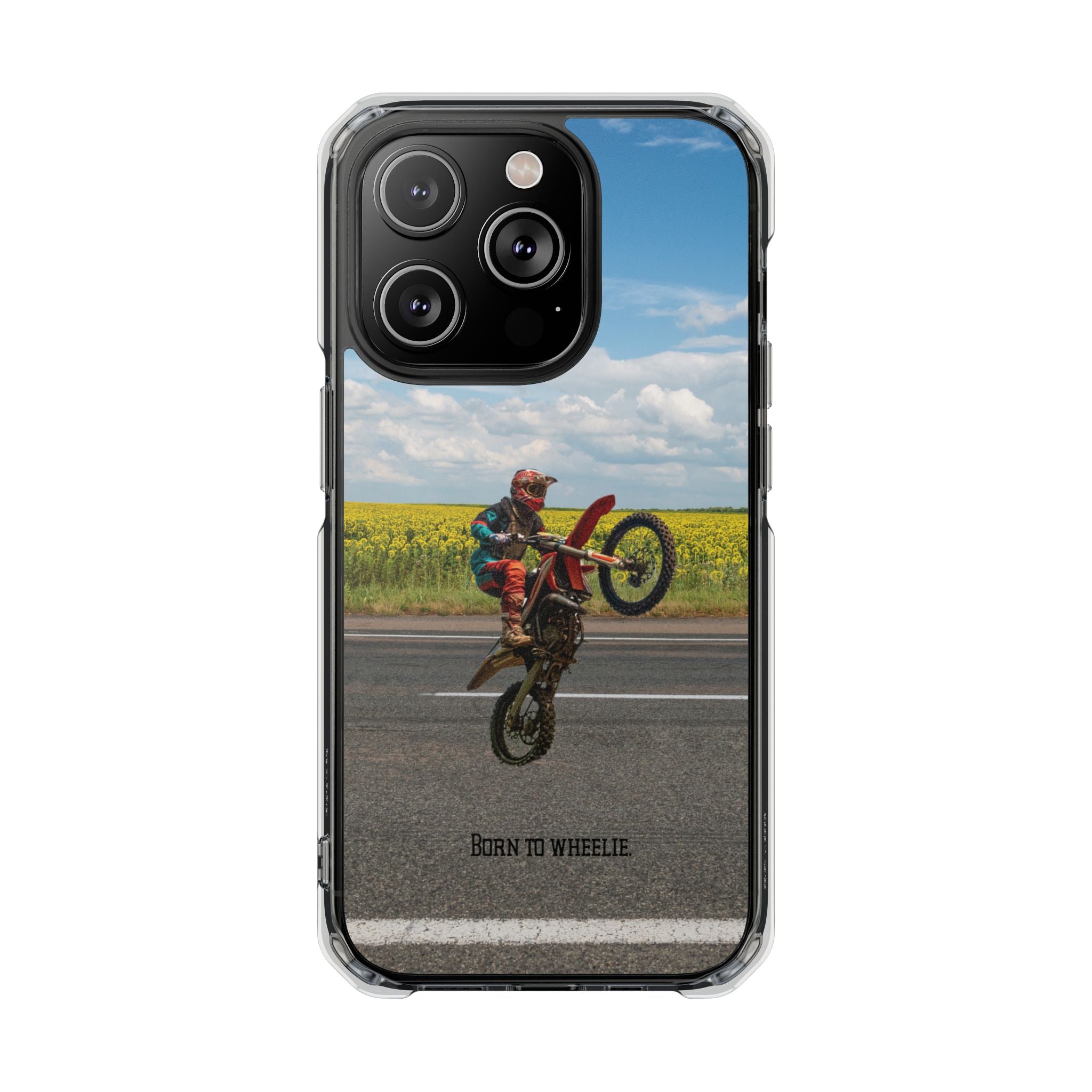Dirt Bike Wheelie Phone Case — Magnetic Clear Impact Case