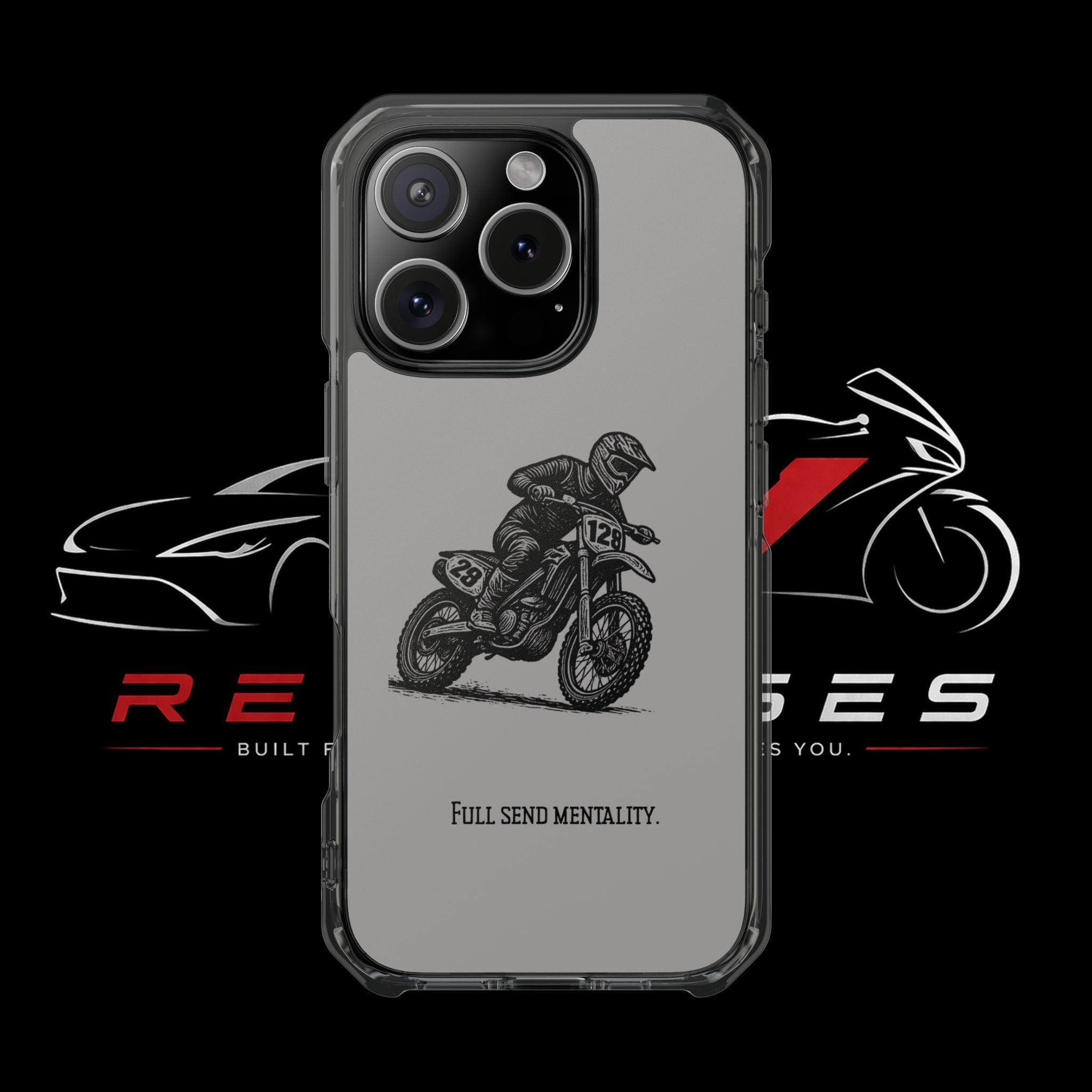 Dirt Bike Cornering Phone Case — Magnetic Clear Impact Case