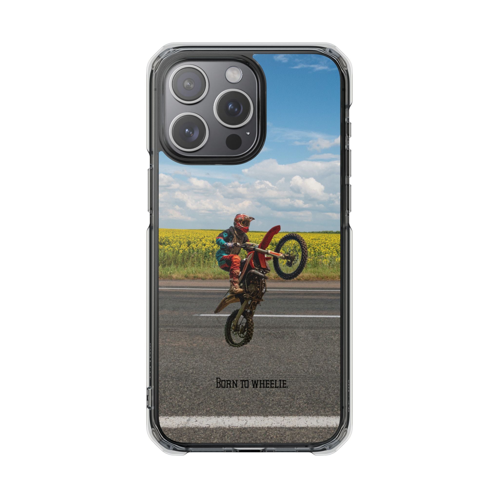 Dirt Bike Wheelie Phone Case — Magnetic Clear Impact Case