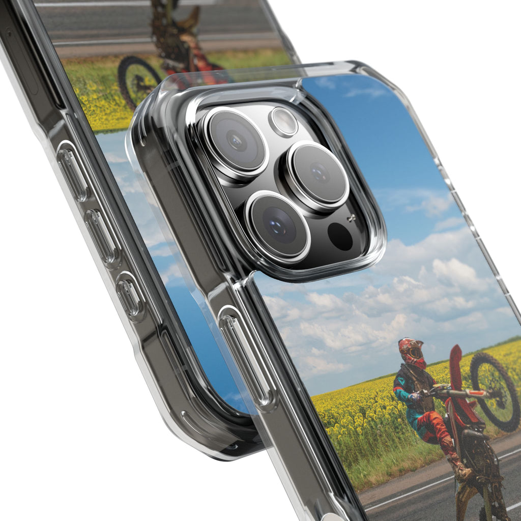 Dirt Bike Wheelie Phone Case — Magnetic Clear Impact Case