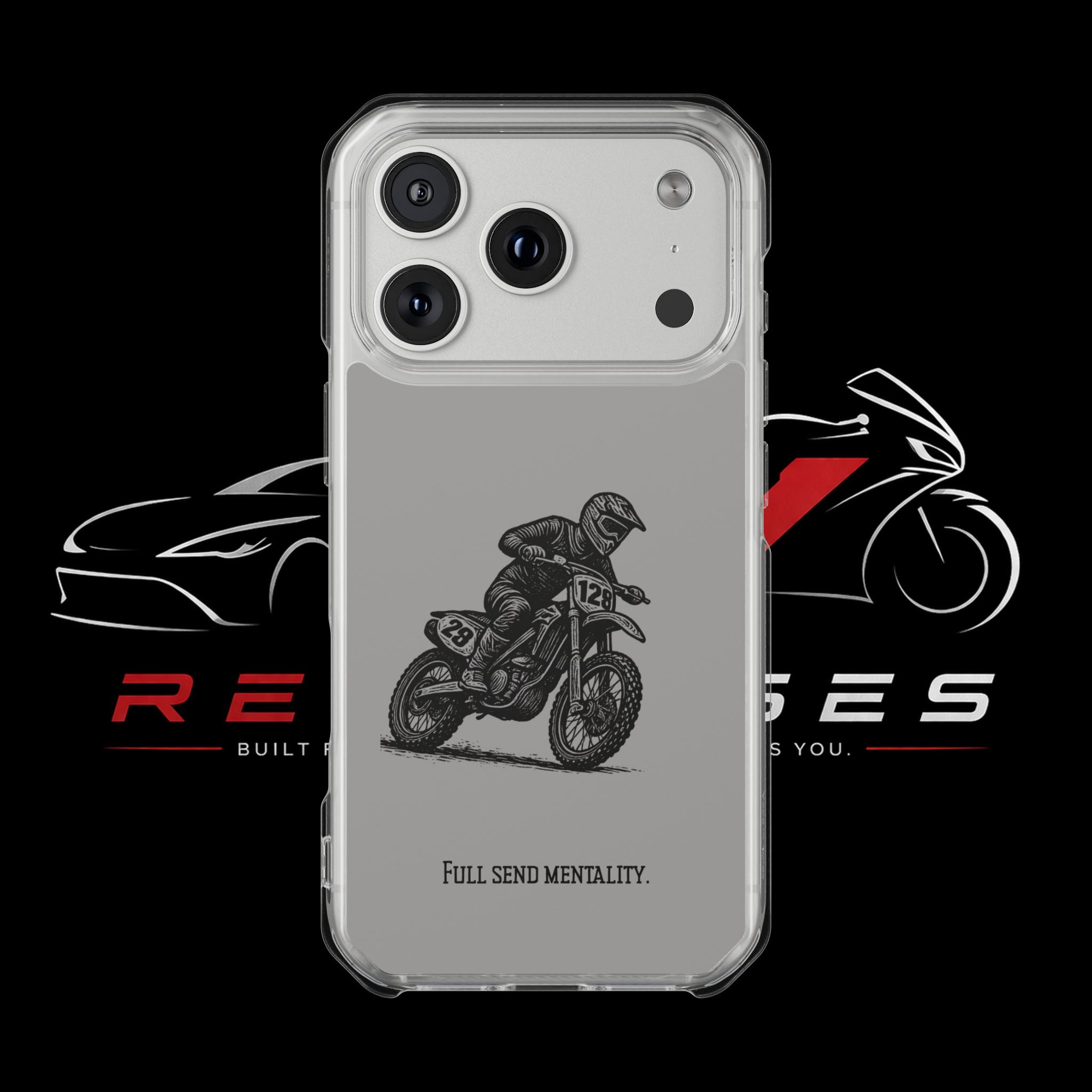 Dirt Bike Cornering Phone Case — Magnetic Clear Impact Case