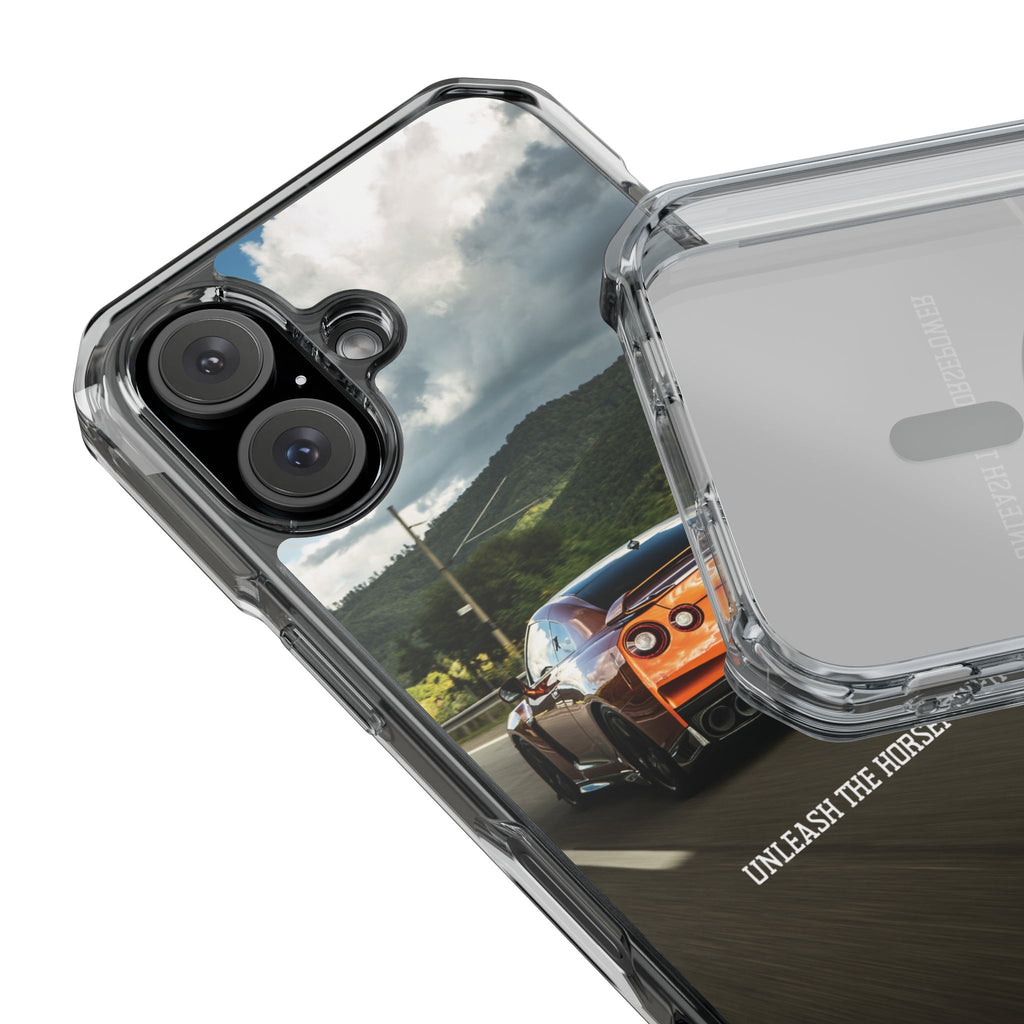 Racing Vibes Clear Magnetic Phone Case — Fast Car Design