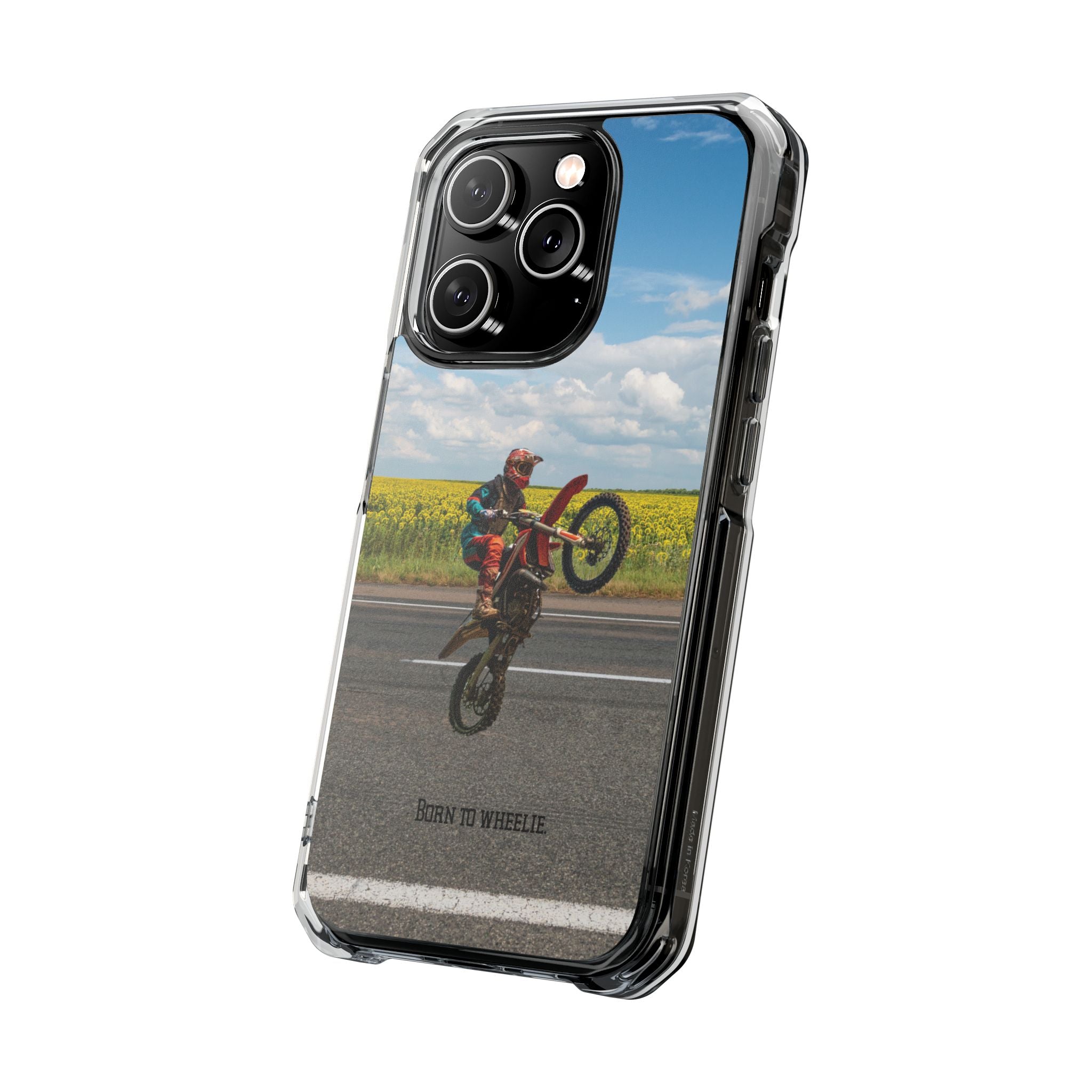 Dirt Bike Wheelie Phone Case — Magnetic Clear Impact Case