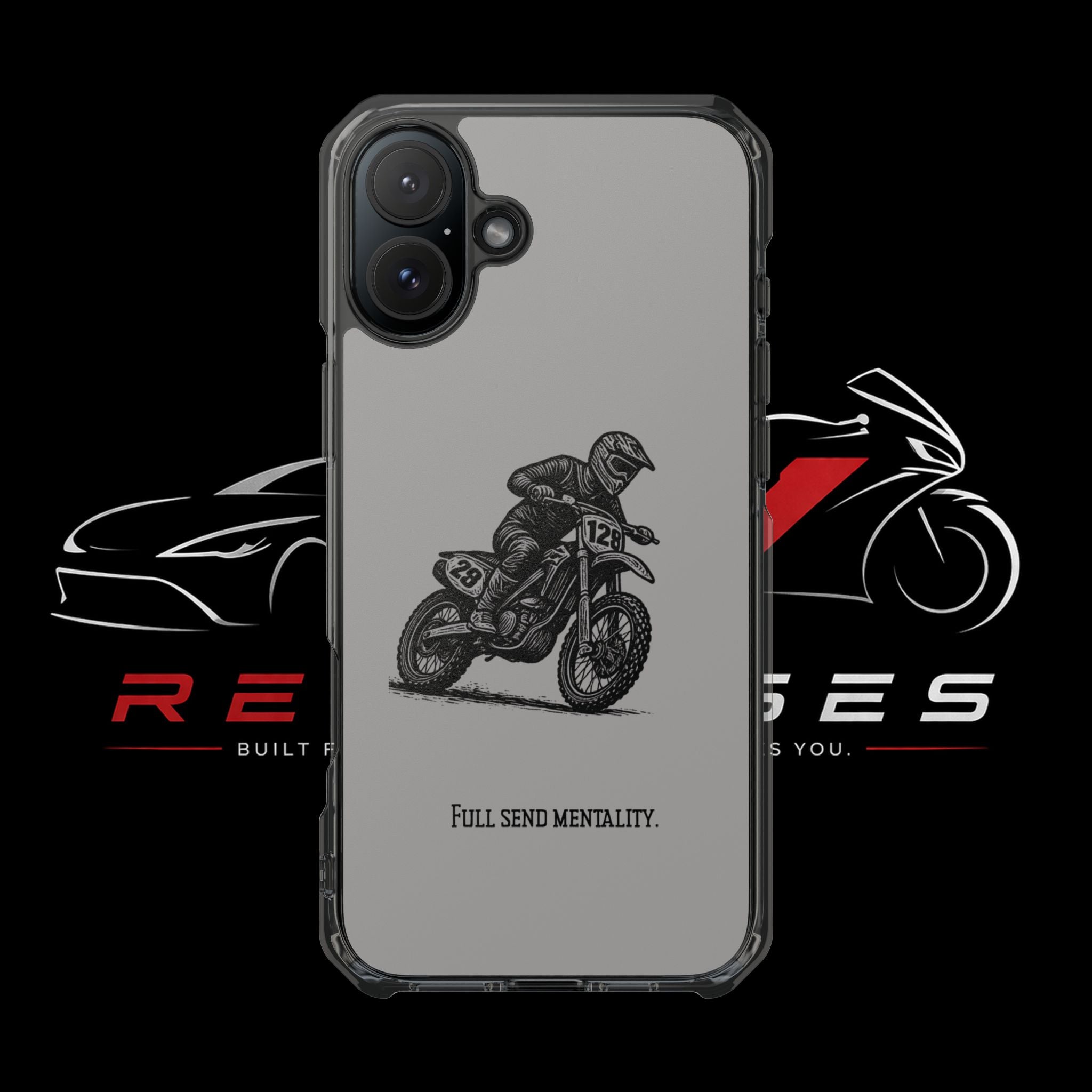 Dirt Bike Cornering Phone Case — Magnetic Clear Impact Case