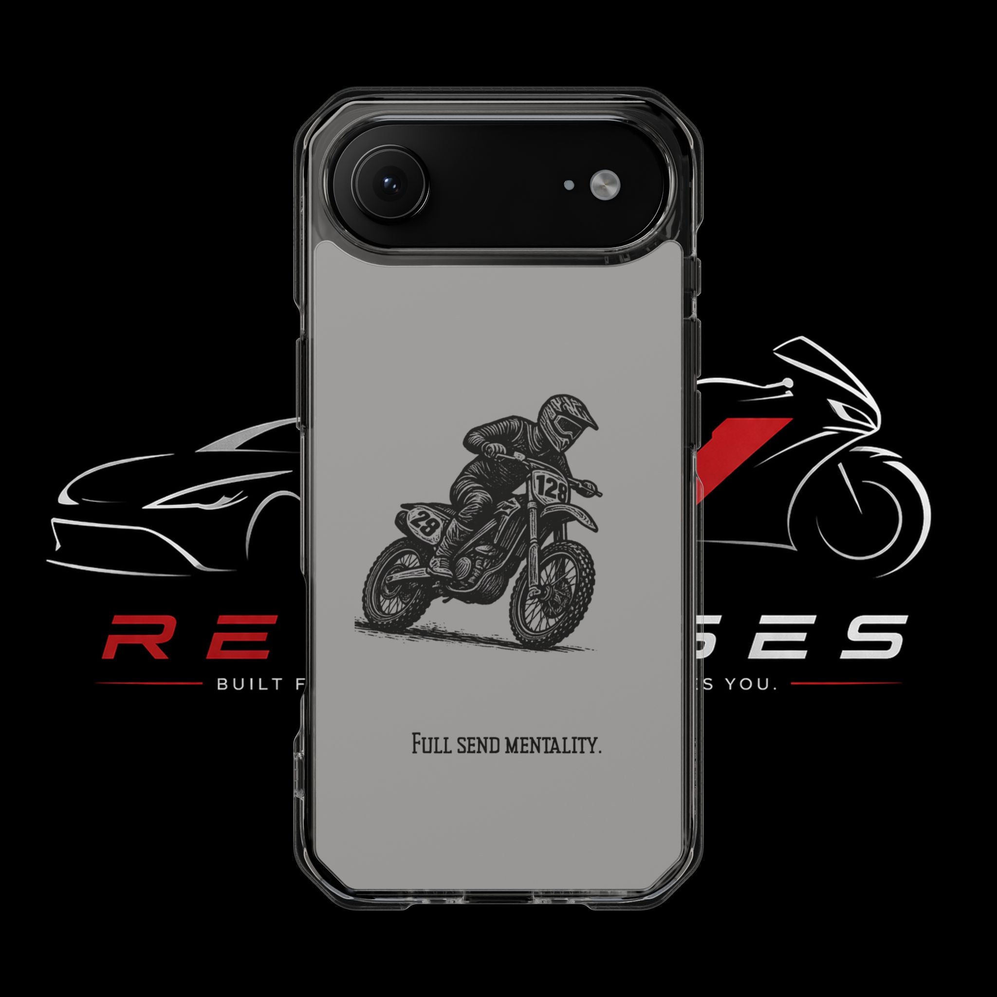 Dirt Bike Cornering Phone Case — Magnetic Clear Impact Case