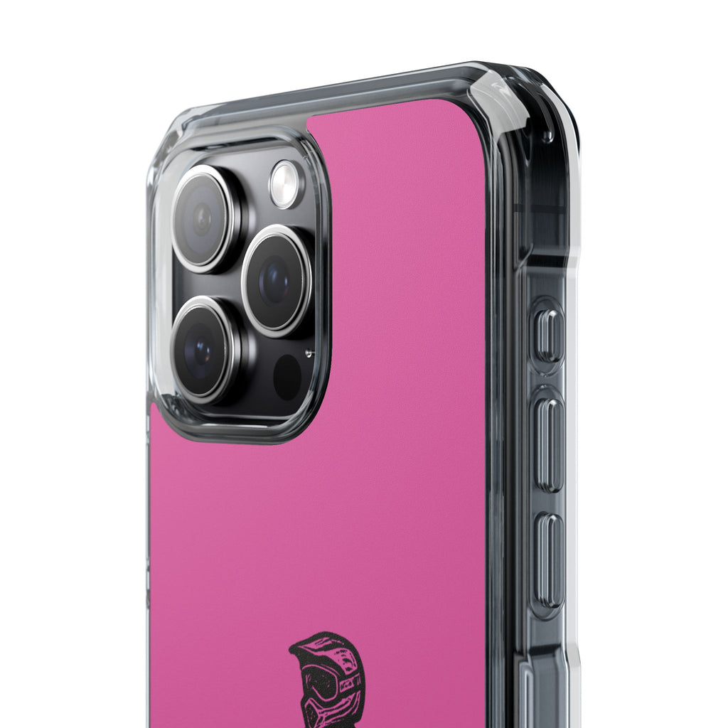 Linocut Dirt Bike Phone Case — Magnetic Clear Impact Case