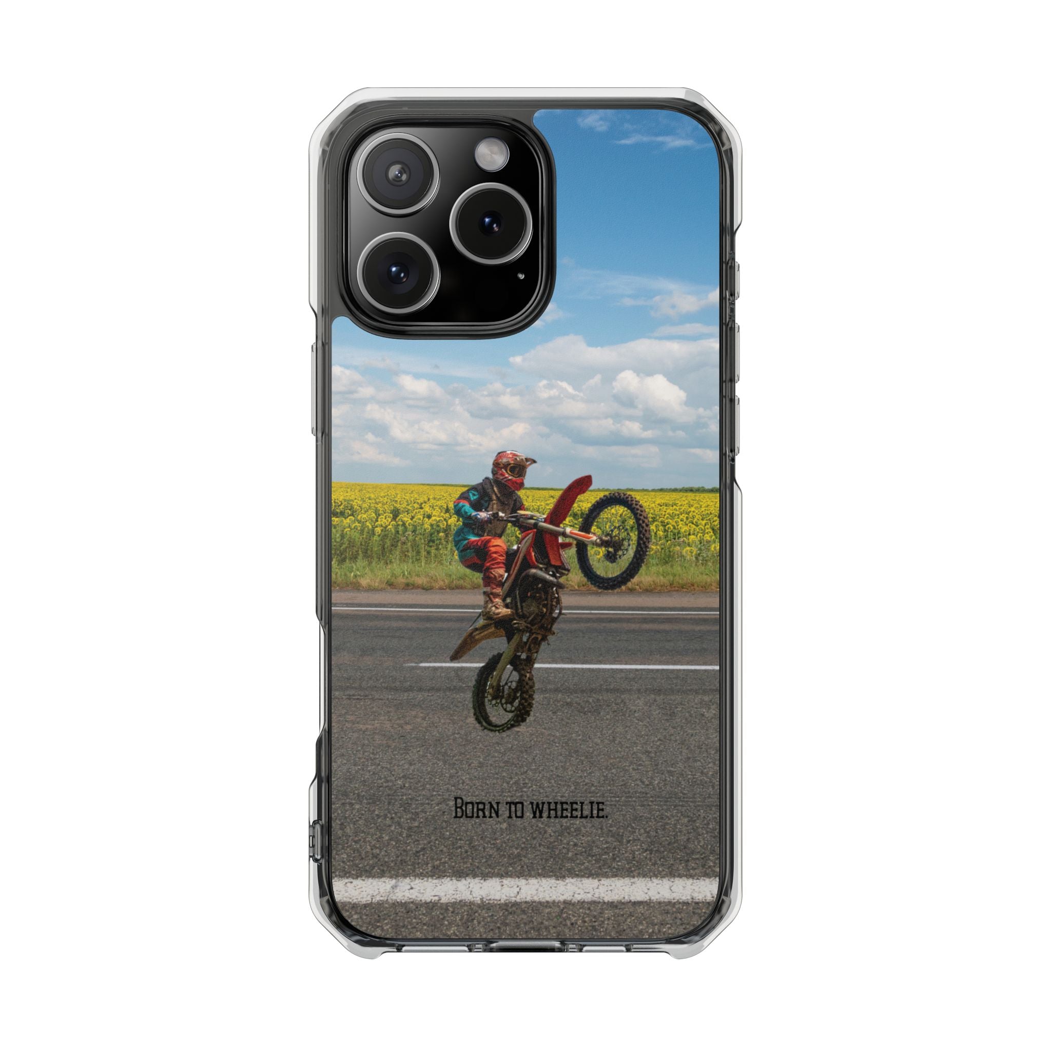 Dirt Bike Wheelie Phone Case — Magnetic Clear Impact Case