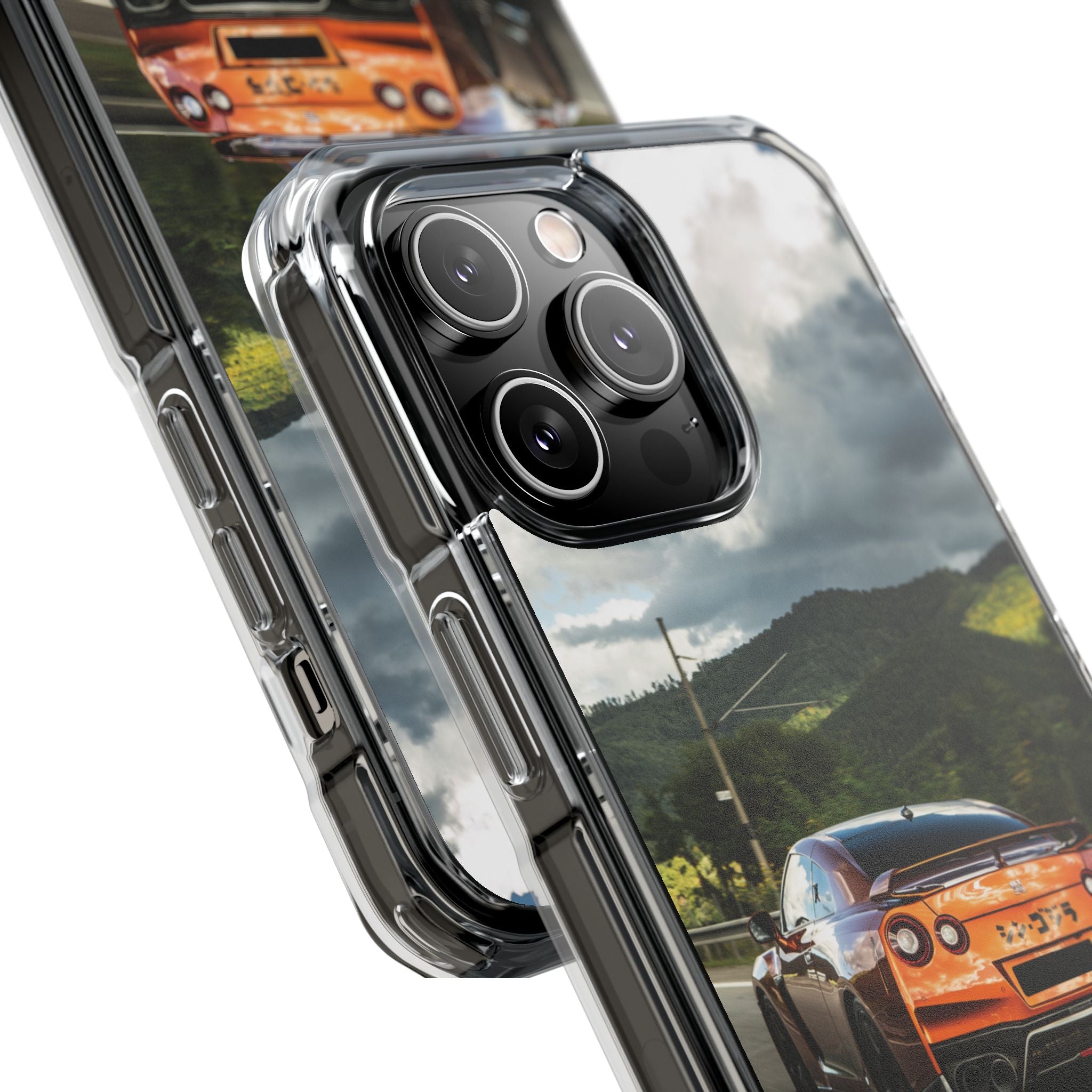 Racing Vibes Clear Magnetic Phone Case — Fast Car Design