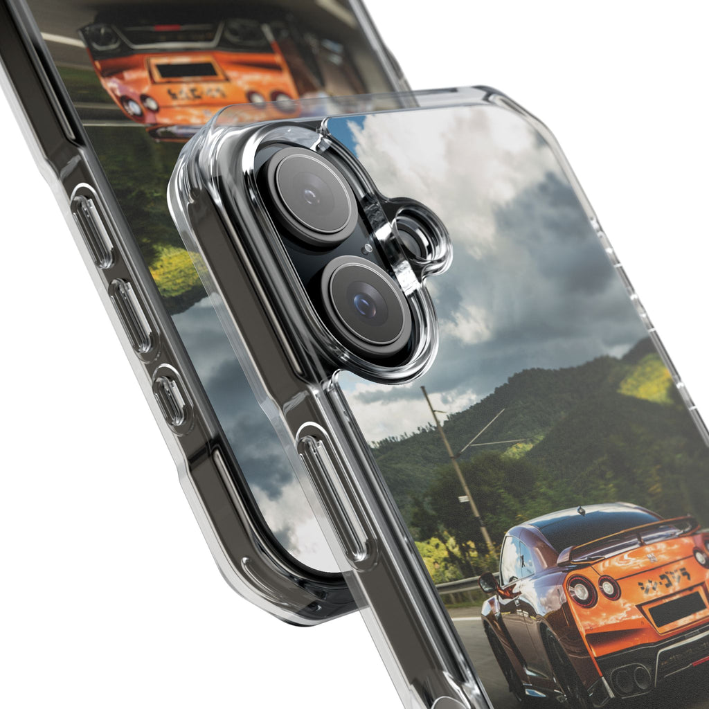 Racing Vibes Clear Magnetic Phone Case — Fast Car Design