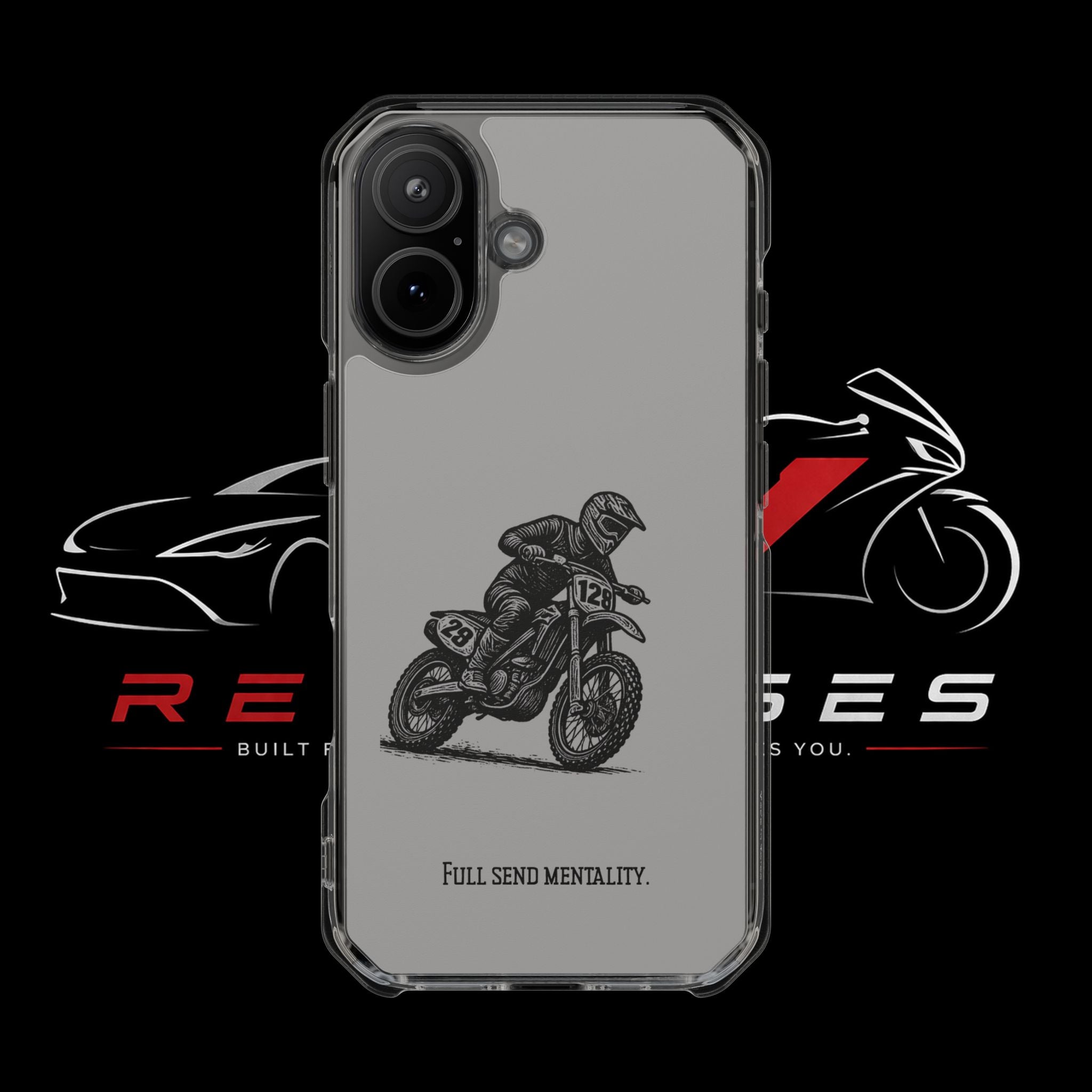 Dirt Bike Cornering Phone Case — Magnetic Clear Impact Case
