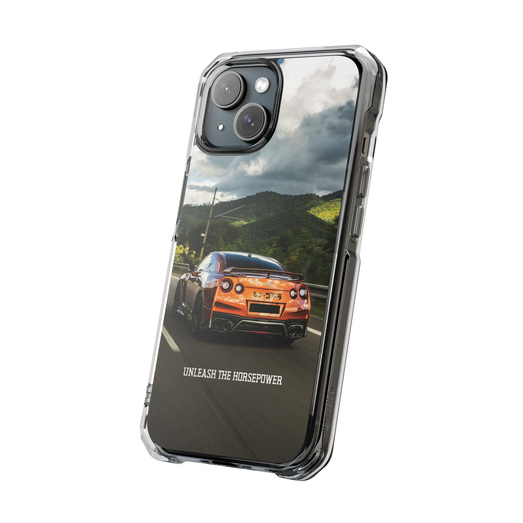 Racing Vibes Clear Magnetic Phone Case — Fast Car Design