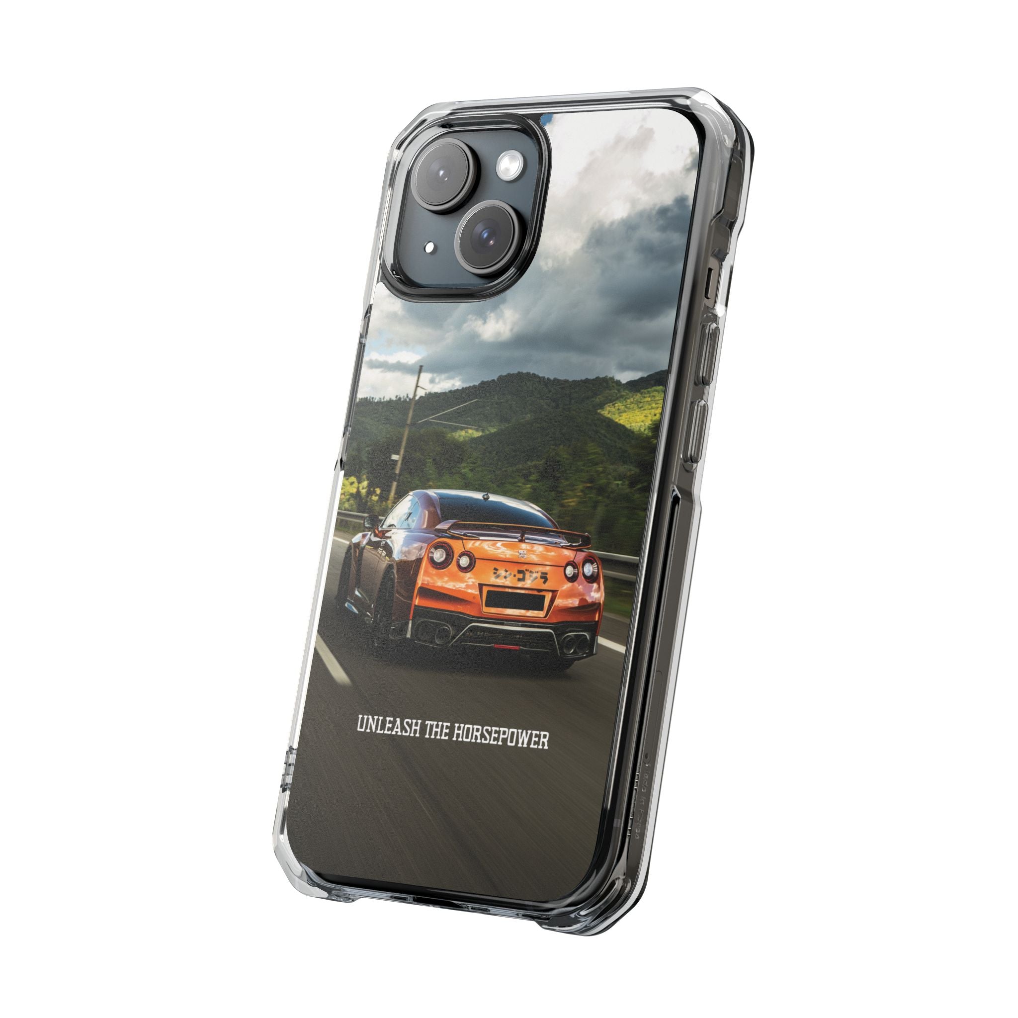 Racing Vibes Clear Magnetic Phone Case — Fast Car Design