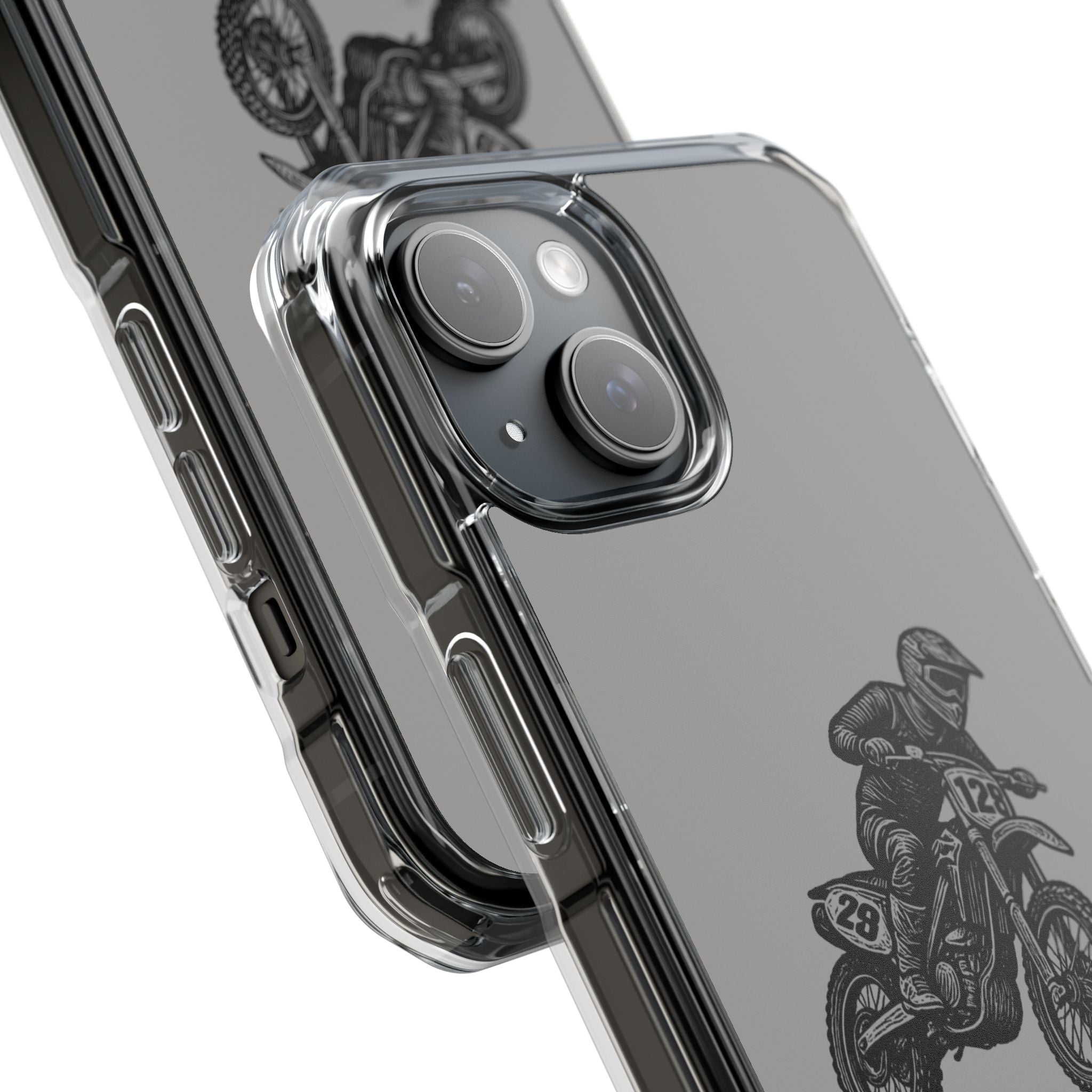 Dirt Bike Cornering Phone Case — Magnetic Clear Impact Case