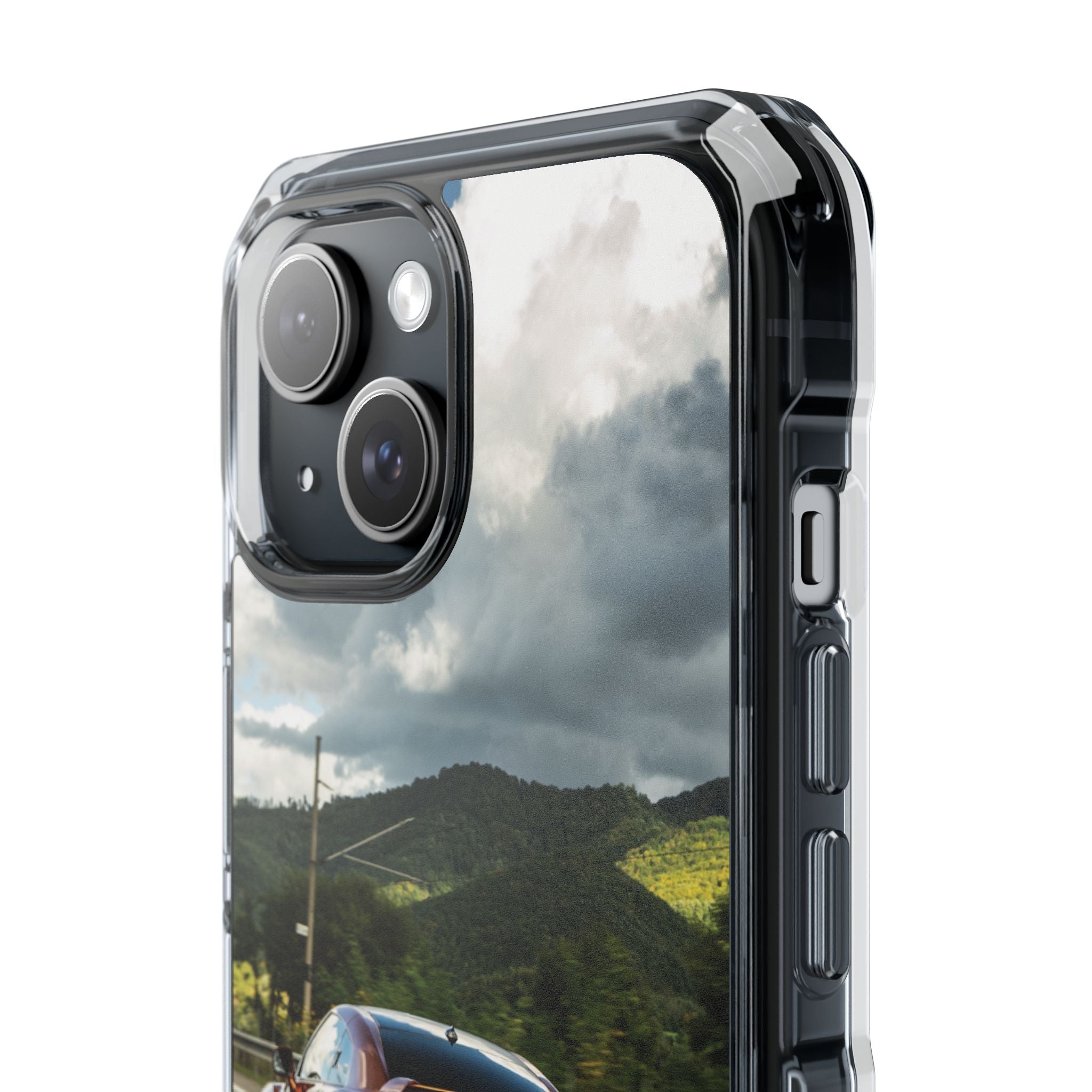Racing Vibes Clear Magnetic Phone Case — Fast Car Design