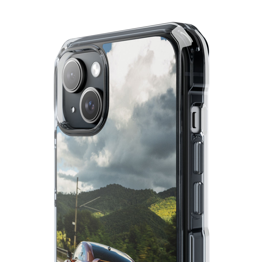 Racing Vibes Clear Magnetic Phone Case — Fast Car Design