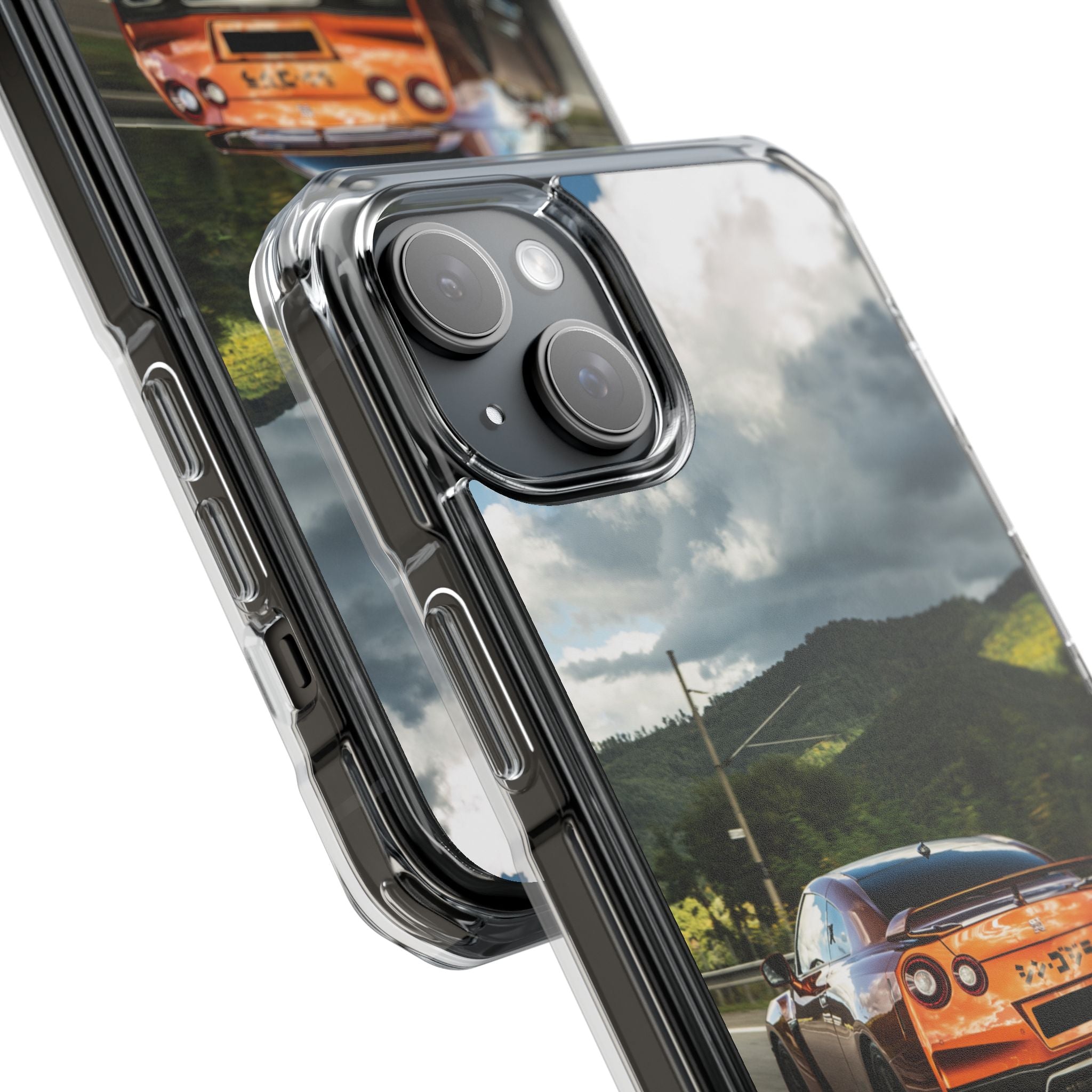 Racing Vibes Clear Magnetic Phone Case — Fast Car Design