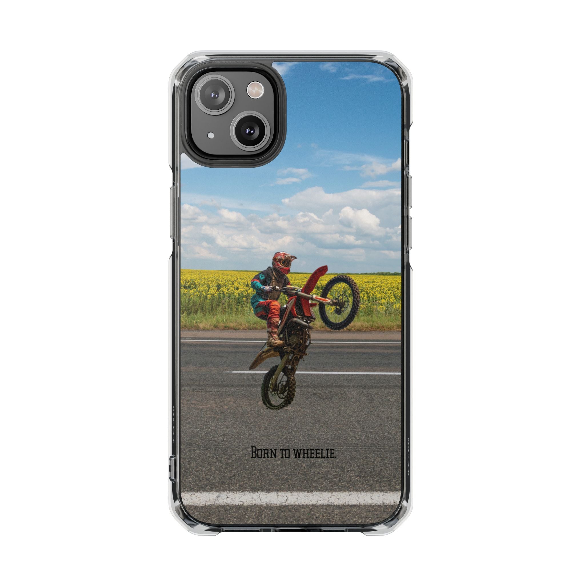Dirt Bike Wheelie Phone Case — Magnetic Clear Impact Case