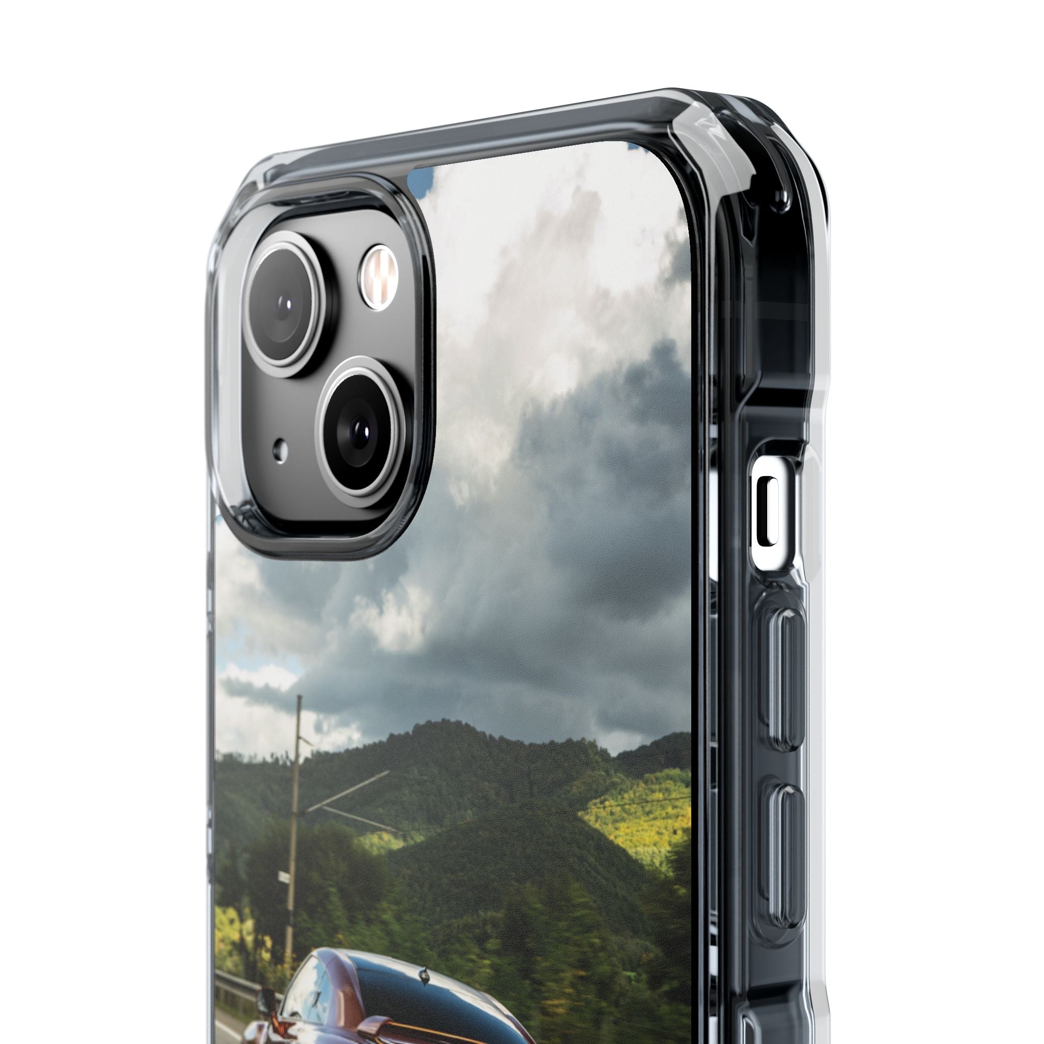Racing Vibes Clear Magnetic Phone Case — Fast Car Design