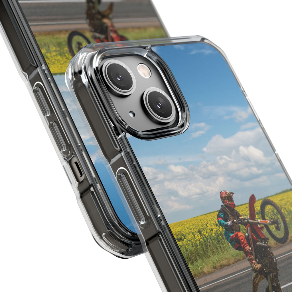Dirt Bike Wheelie Phone Case — Magnetic Clear Impact Case
