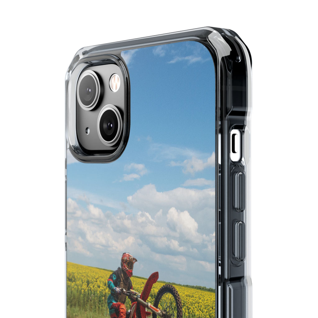 Dirt Bike Wheelie Phone Case — Magnetic Clear Impact Case