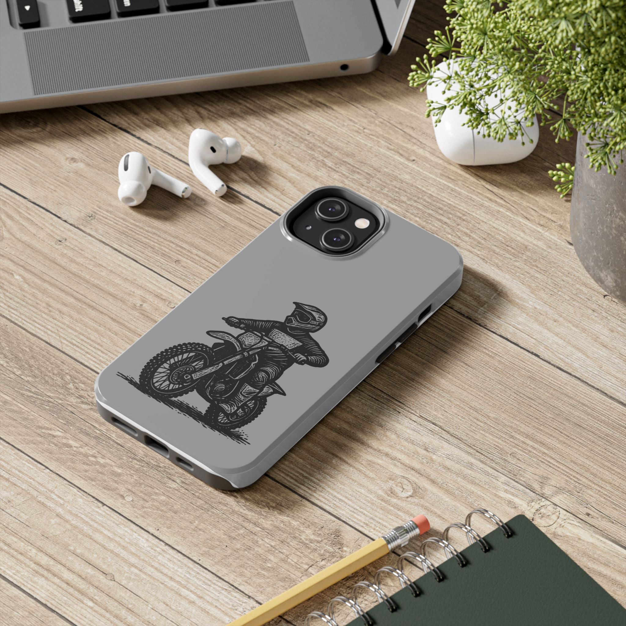 Grey Dirtbike Tough Phone Case