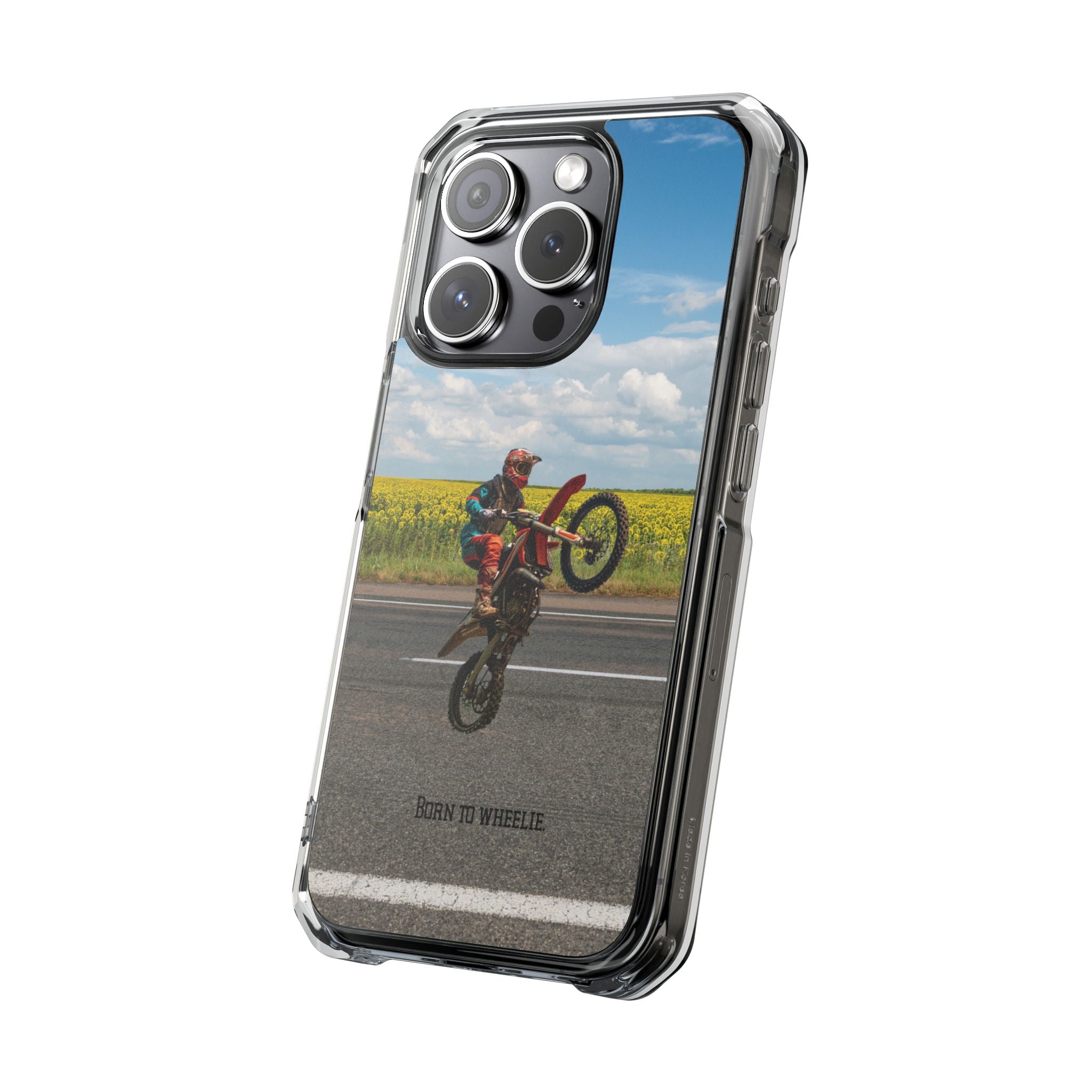 Dirt Bike Wheelie Phone Case — Magnetic Clear Impact Case