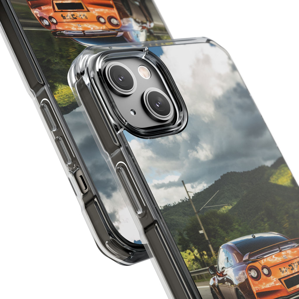 Racing Vibes Clear Magnetic Phone Case — Fast Car Design